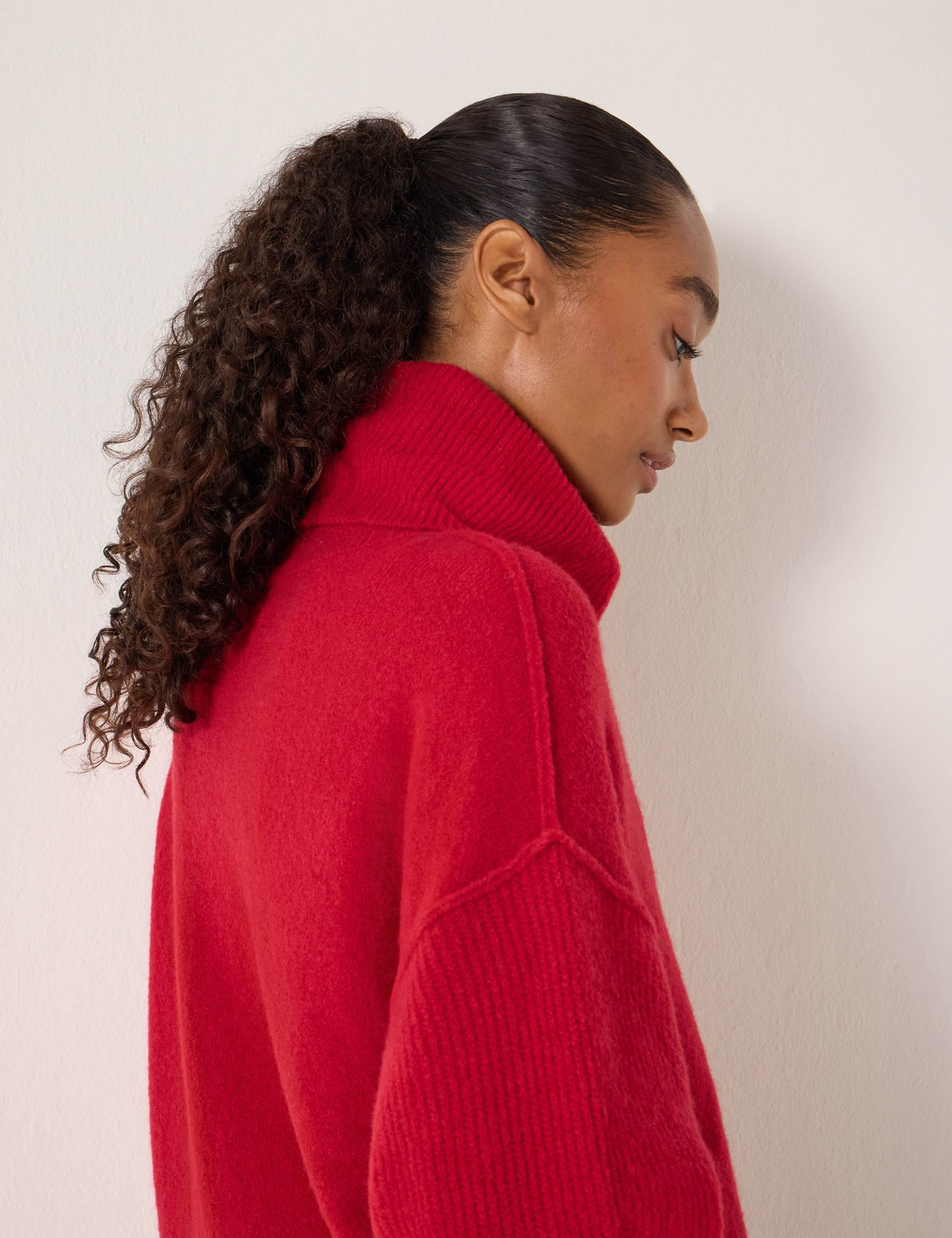 Wool Blend Textured Roll Neck Longline Jumper 6 of 6