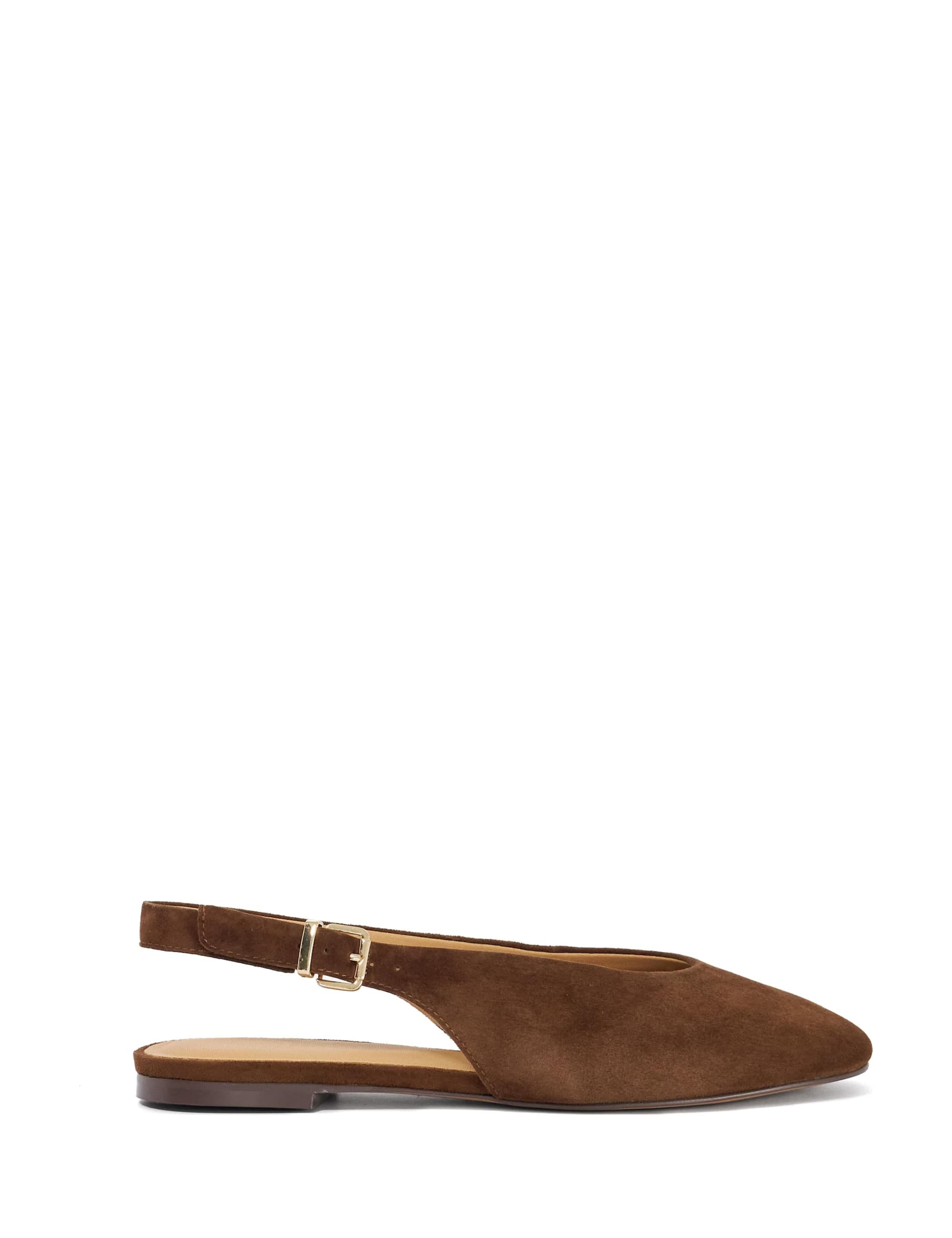 Suede Buckle Flat Slingback Shoes 1 of 6