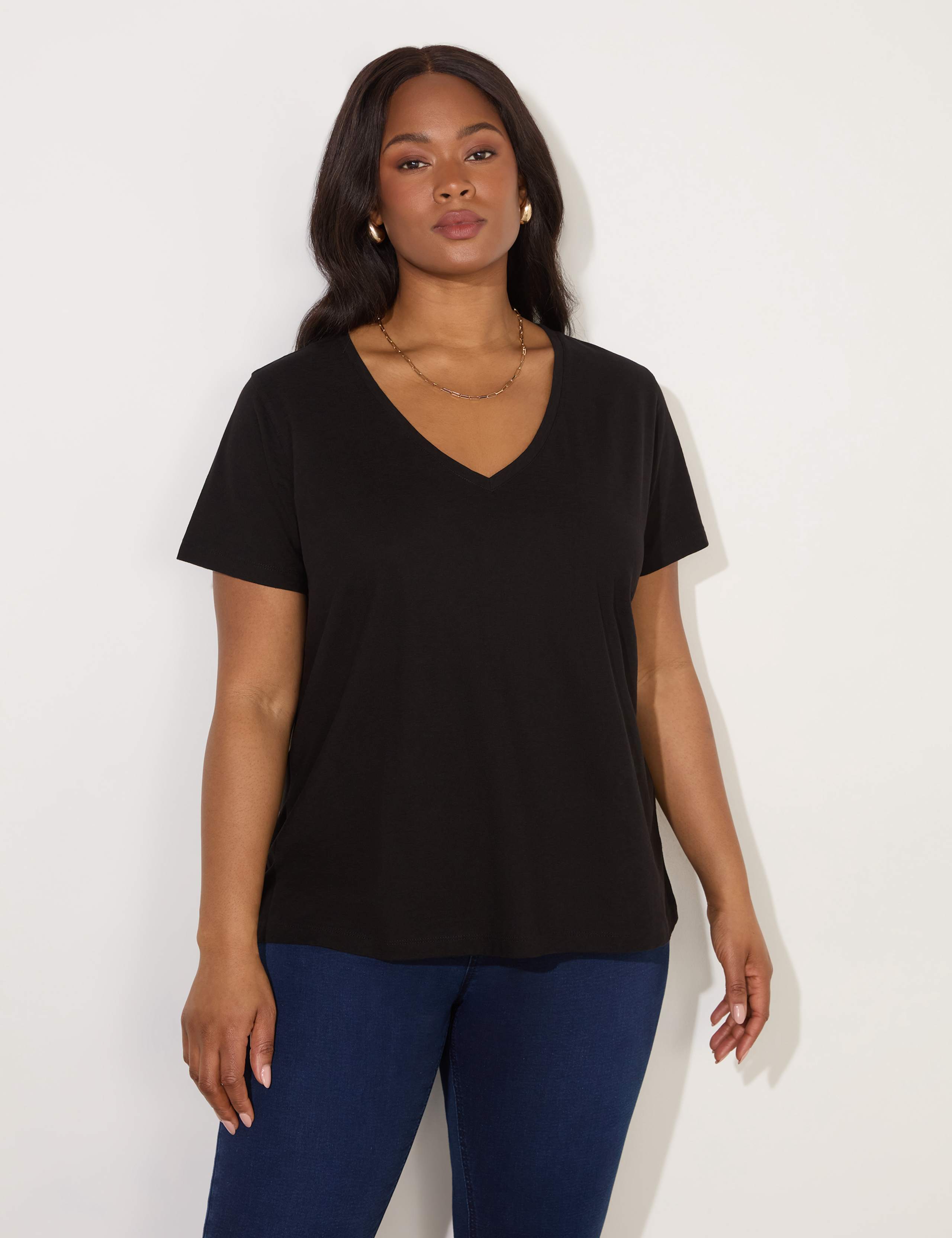 Pure Cotton V-Neck T-Shirt 1 of 3