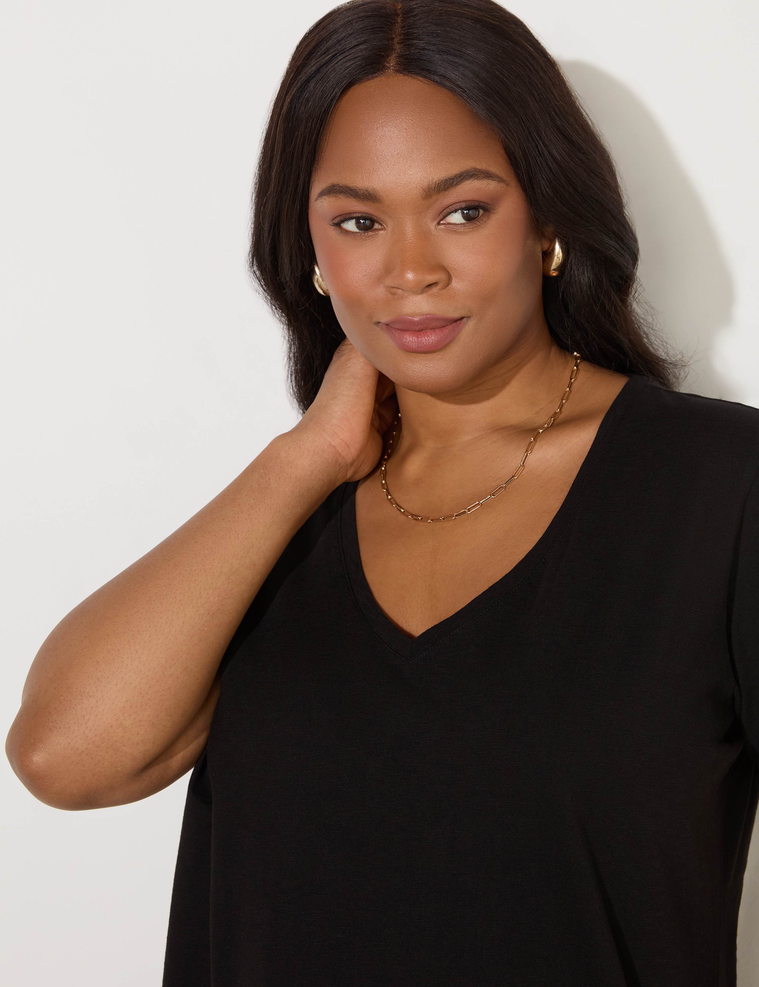 Pure Cotton V-Neck T-Shirt 2 of 3