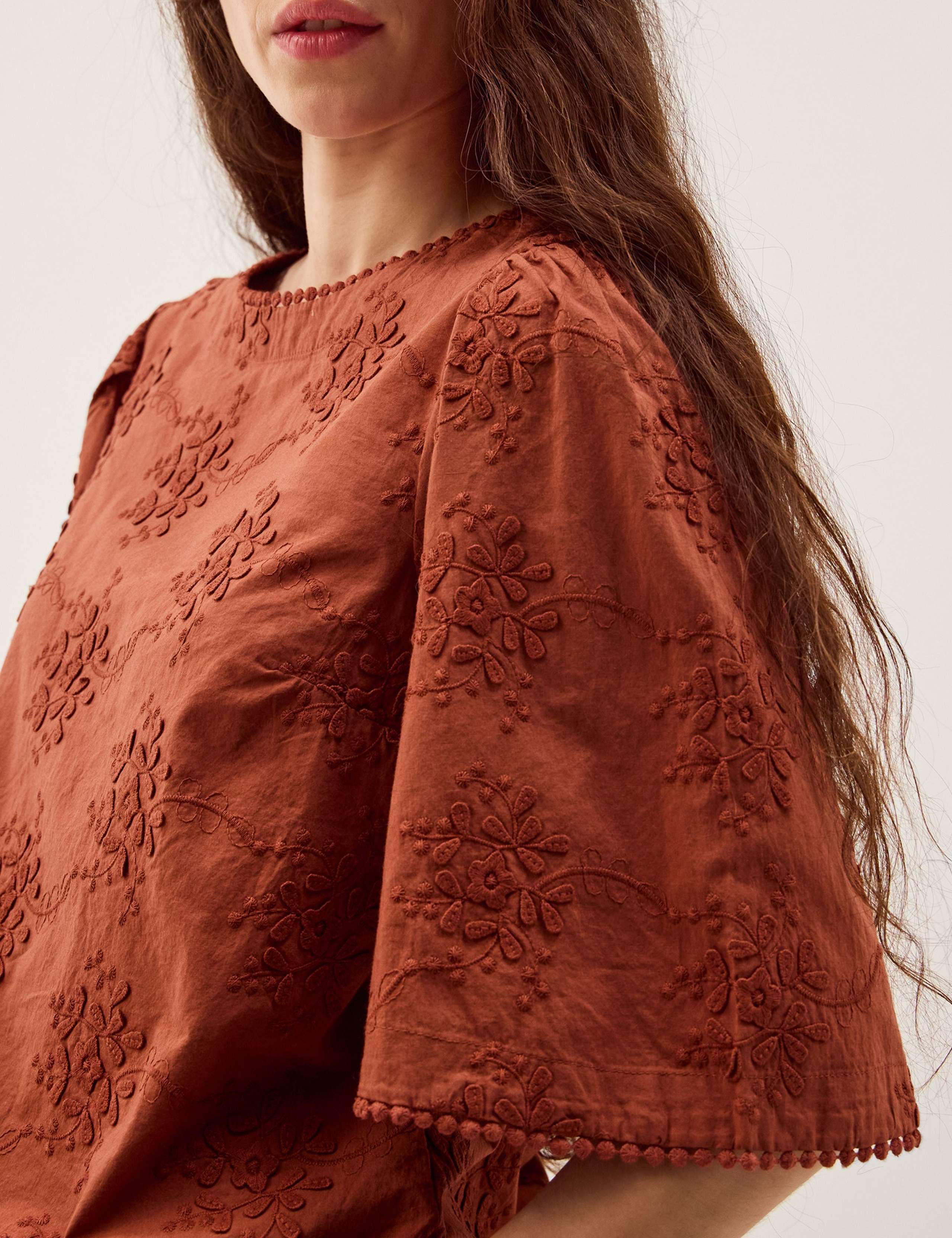 Pure Cotton Floral Embroidered Top 3 of 5