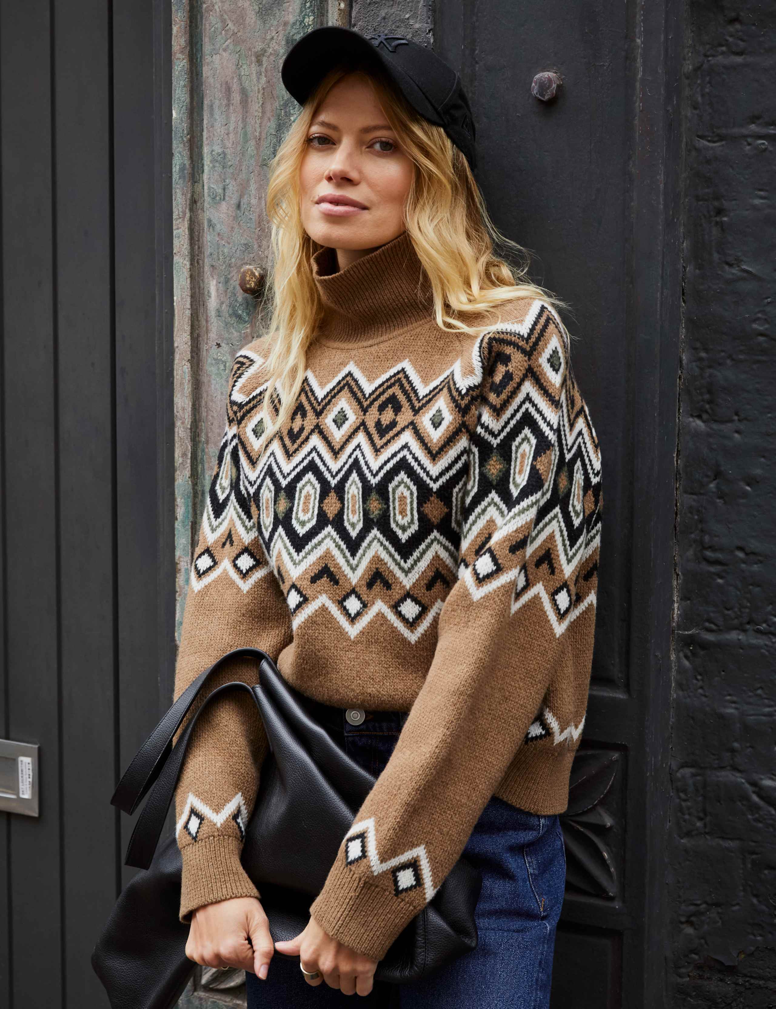 Merino Wool Blend Geometric Jumper 1 of 5