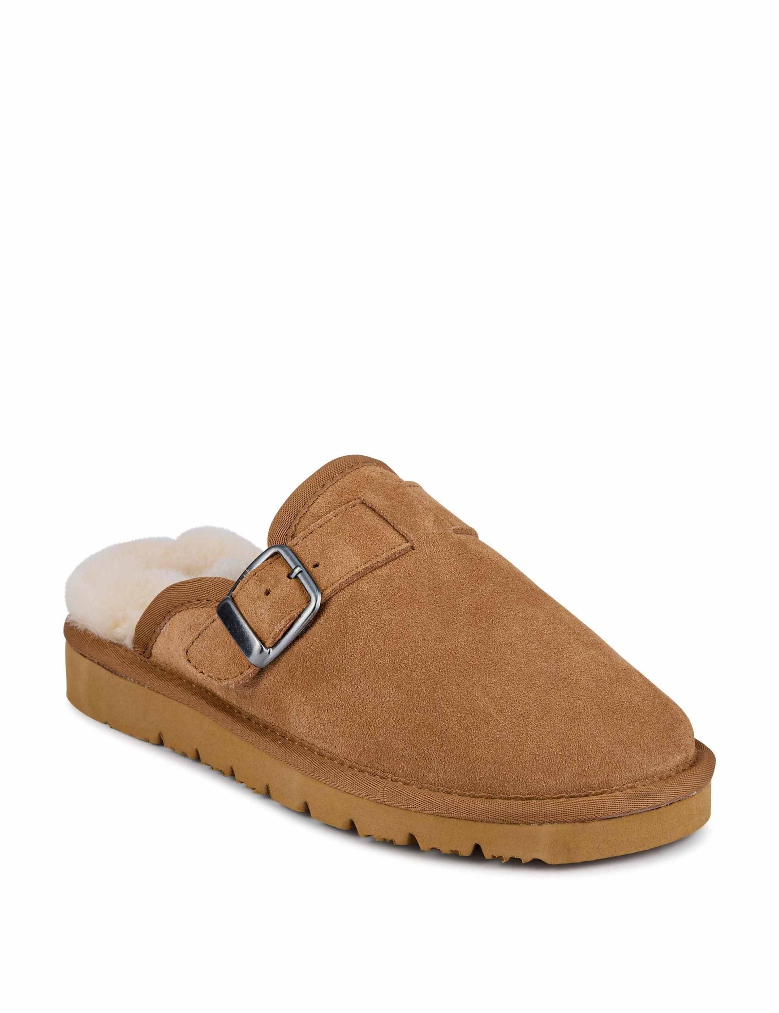 Suede Faux Fur Lined Round Toe Mule Slippers 3 of 6