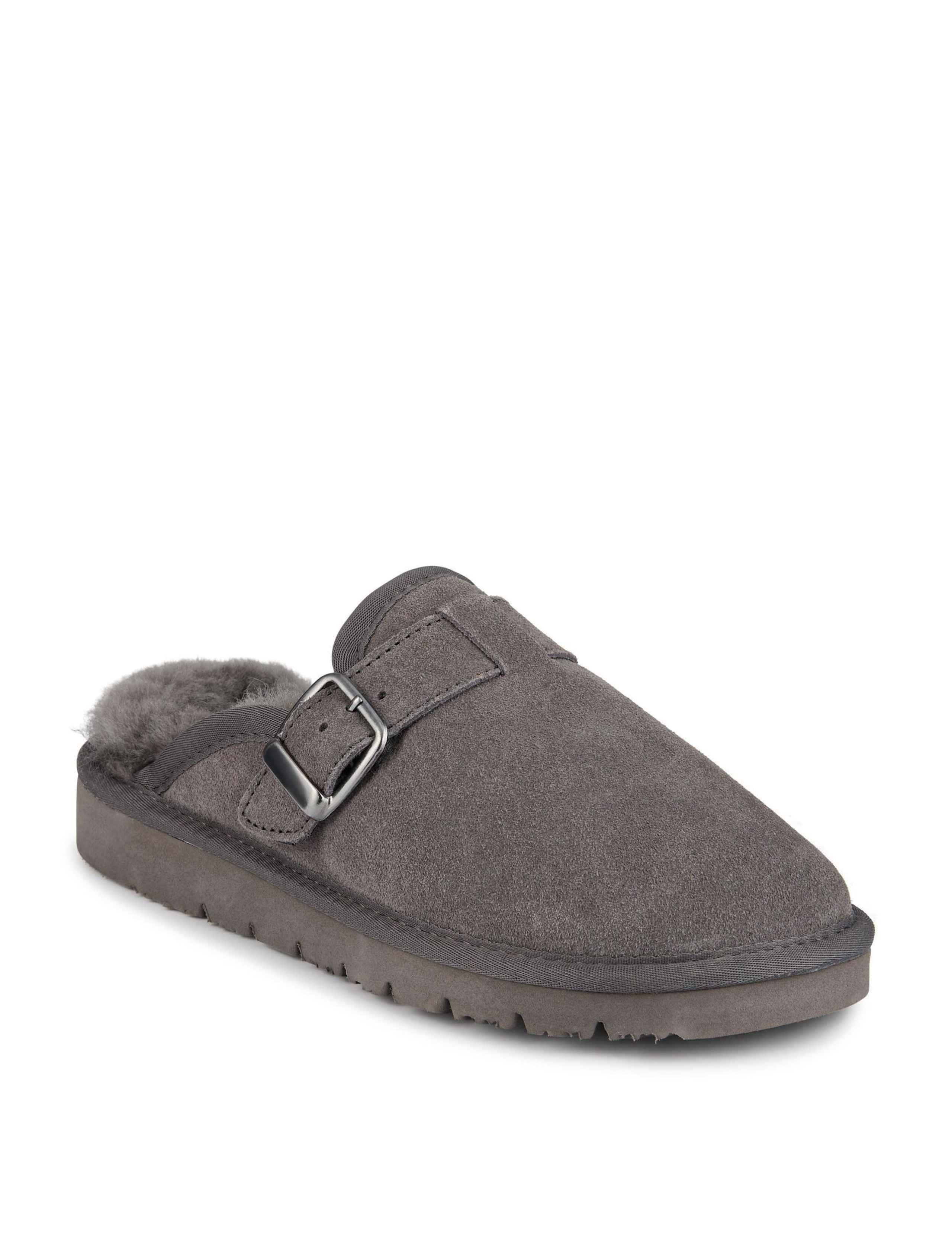 Suede Faux Fur Lined Round Toe Mule Slippers 3 of 6