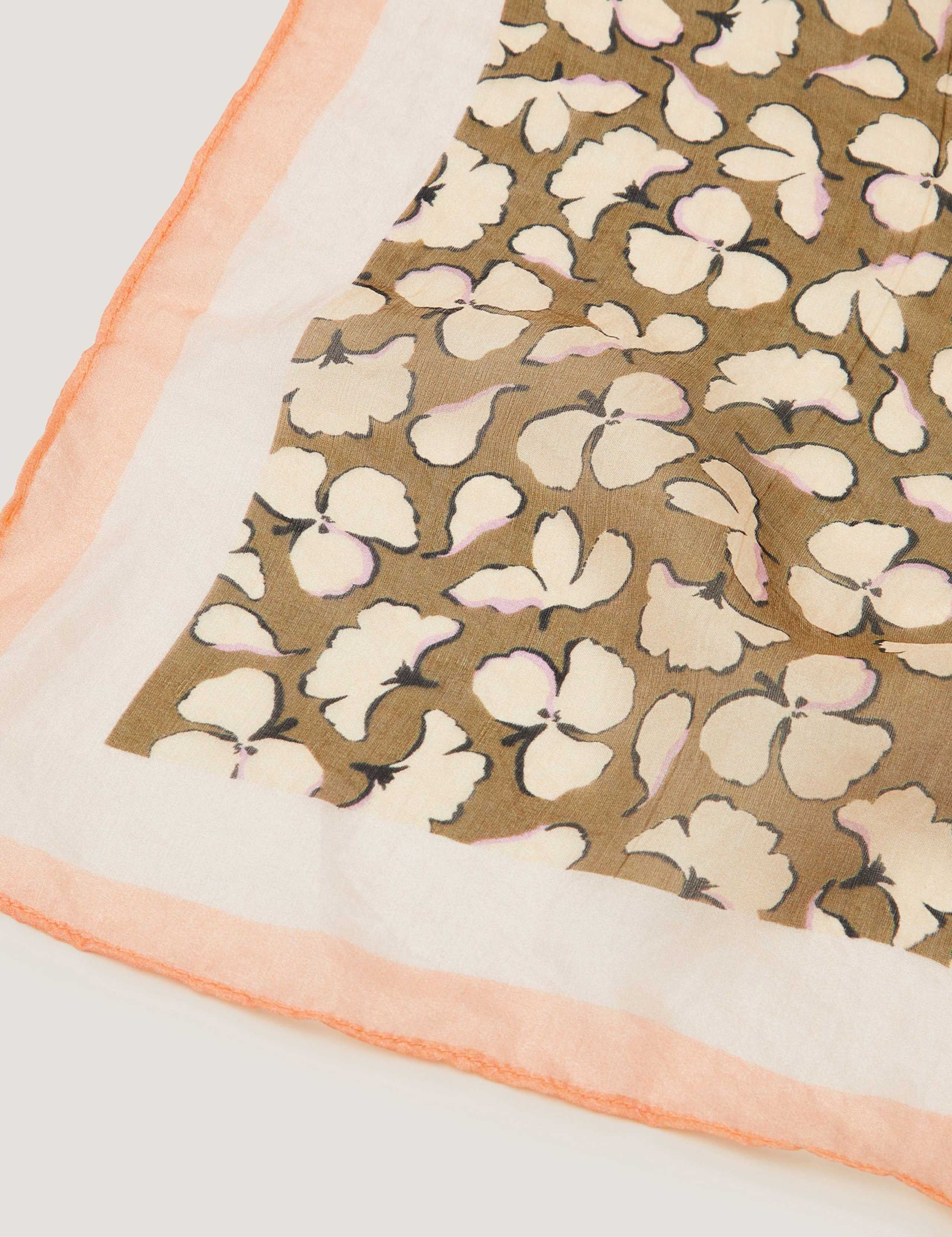 Pure Silk Floral Square Scarf 2 of 2