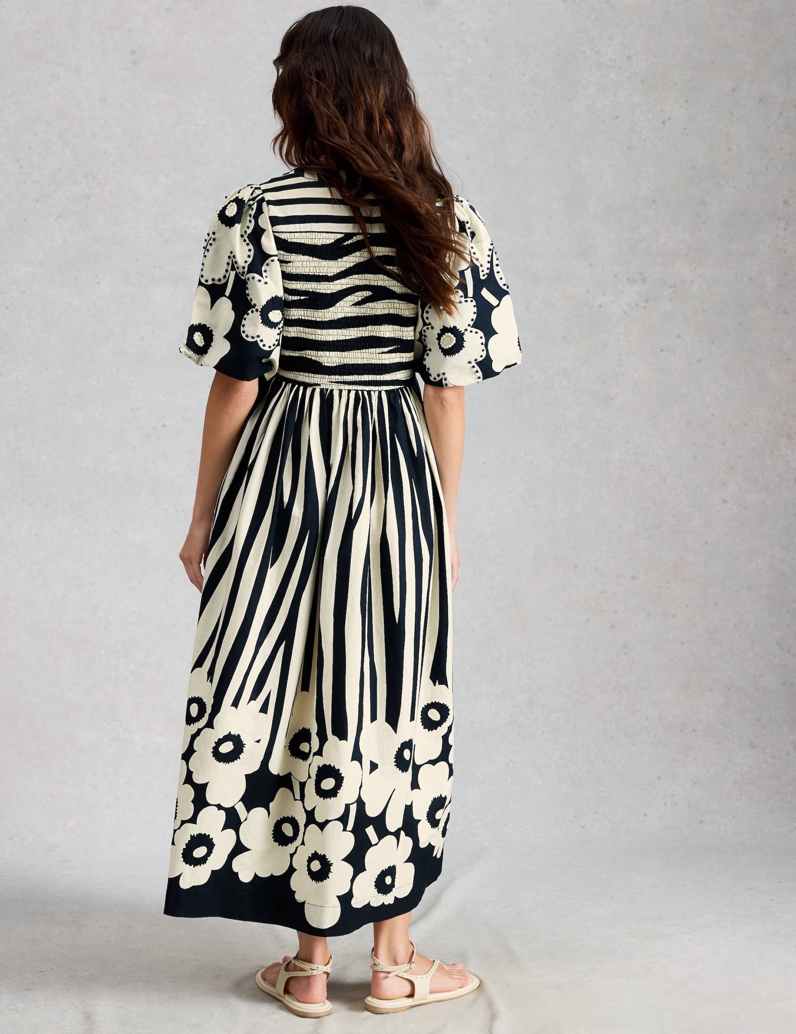 Pure Cotton Striped Midi Waisted Dress 5 of 6