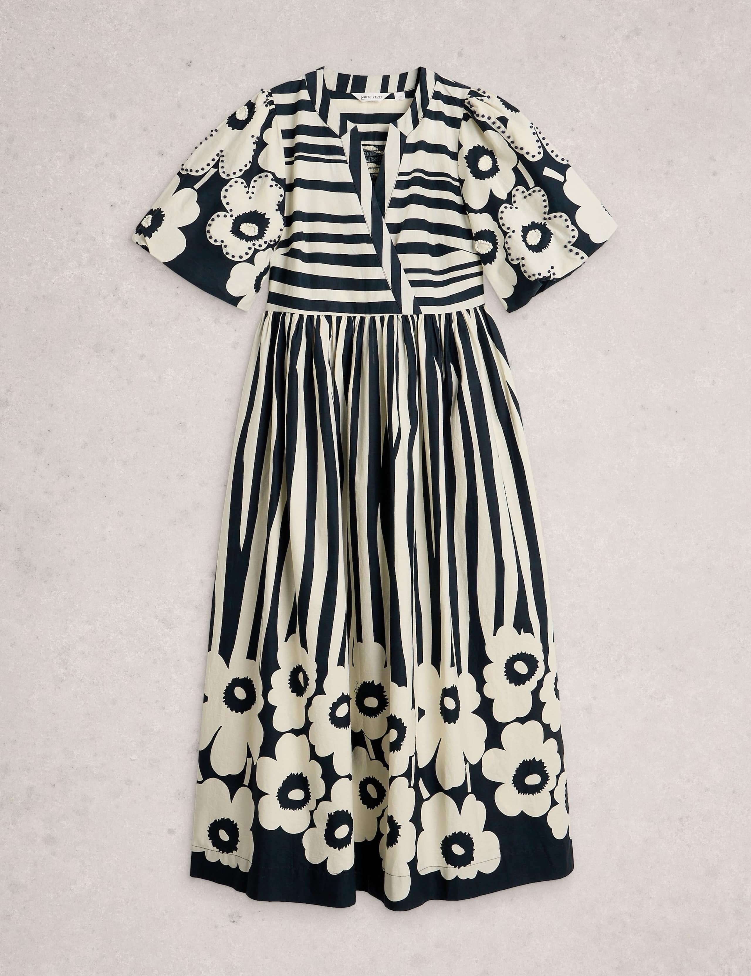 Pure Cotton Striped Midi Waisted Dress 2 of 6