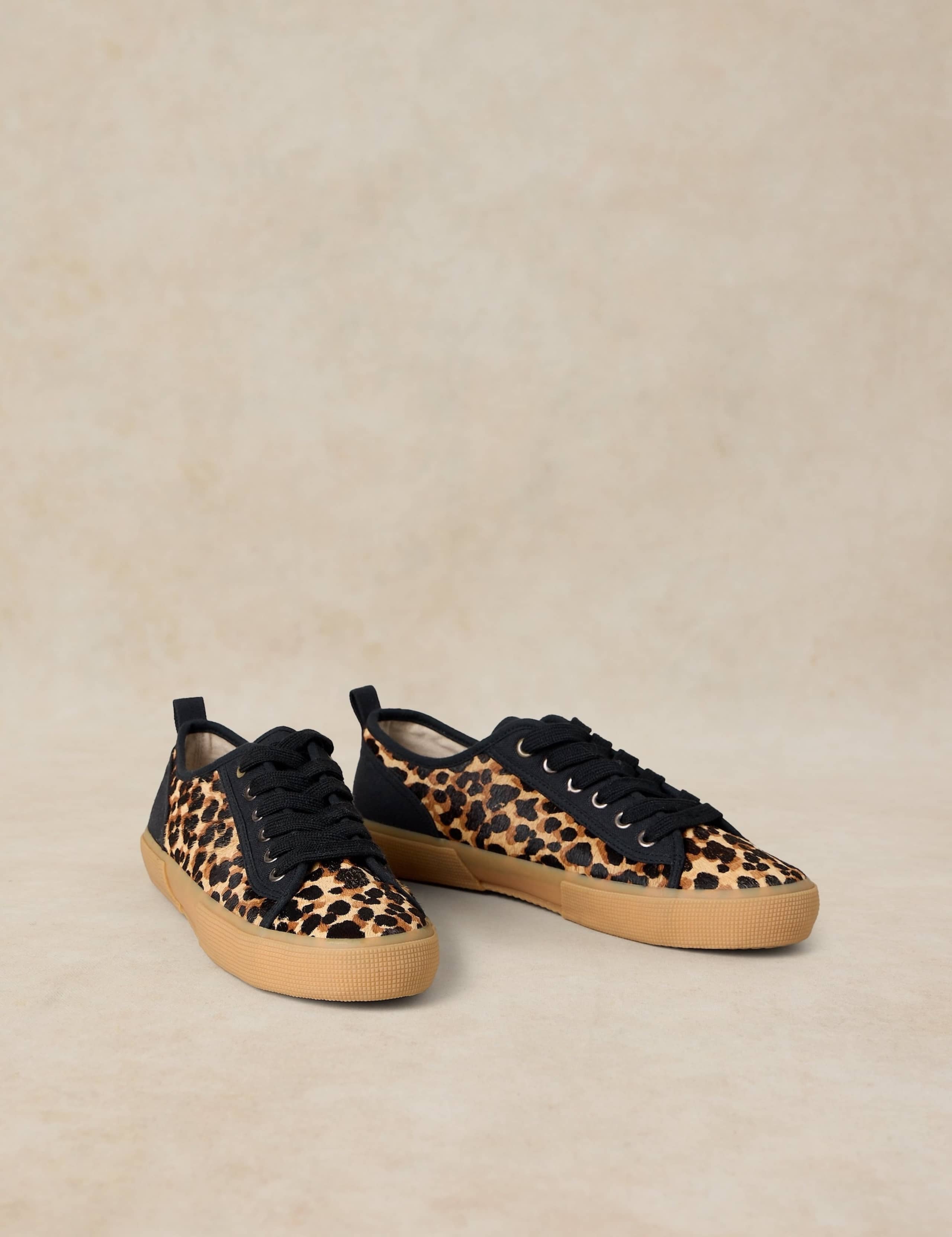 Leather Animal Print Lace Up Trainers 2 of 4
