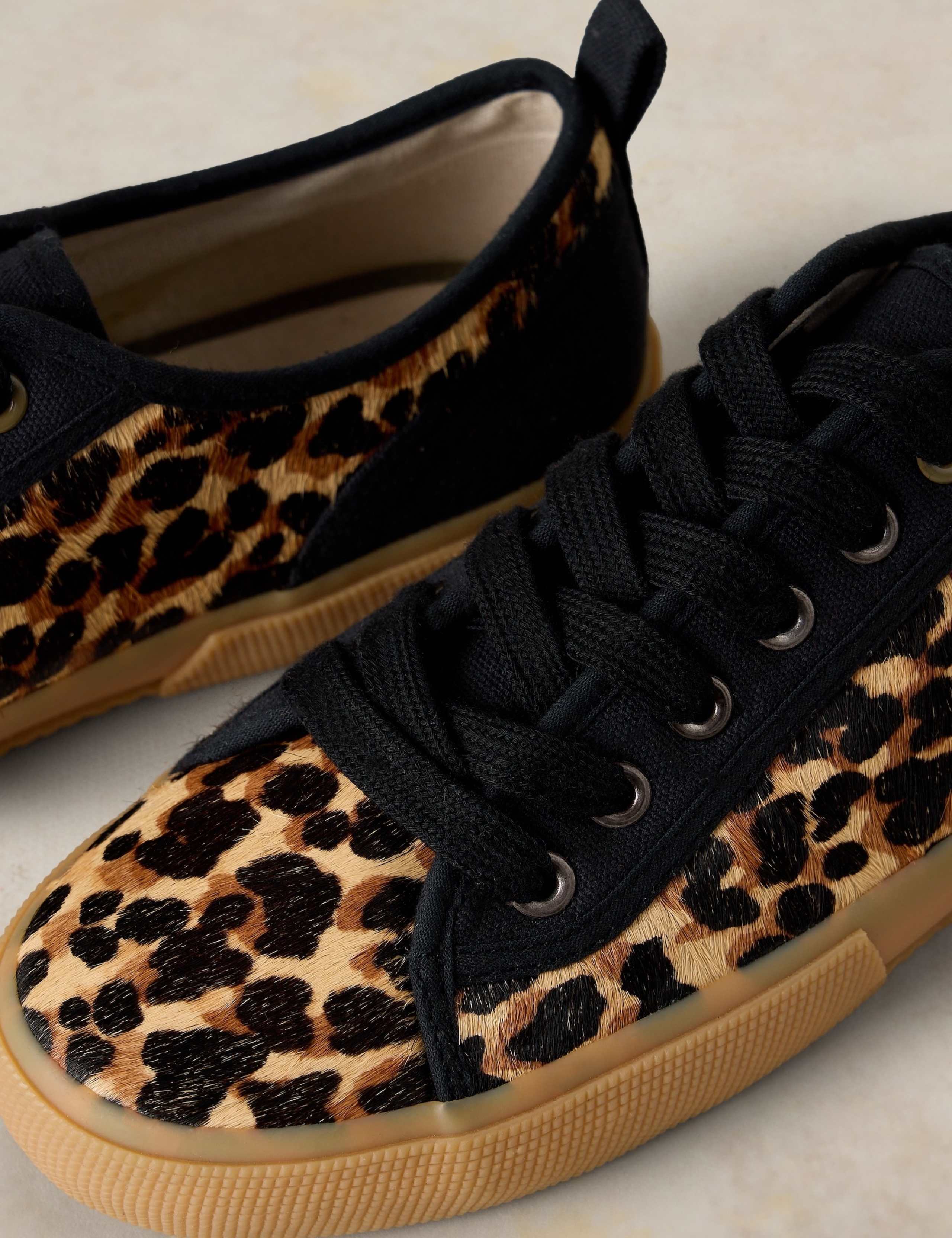 Leather Animal Print Lace Up Trainers 4 of 4