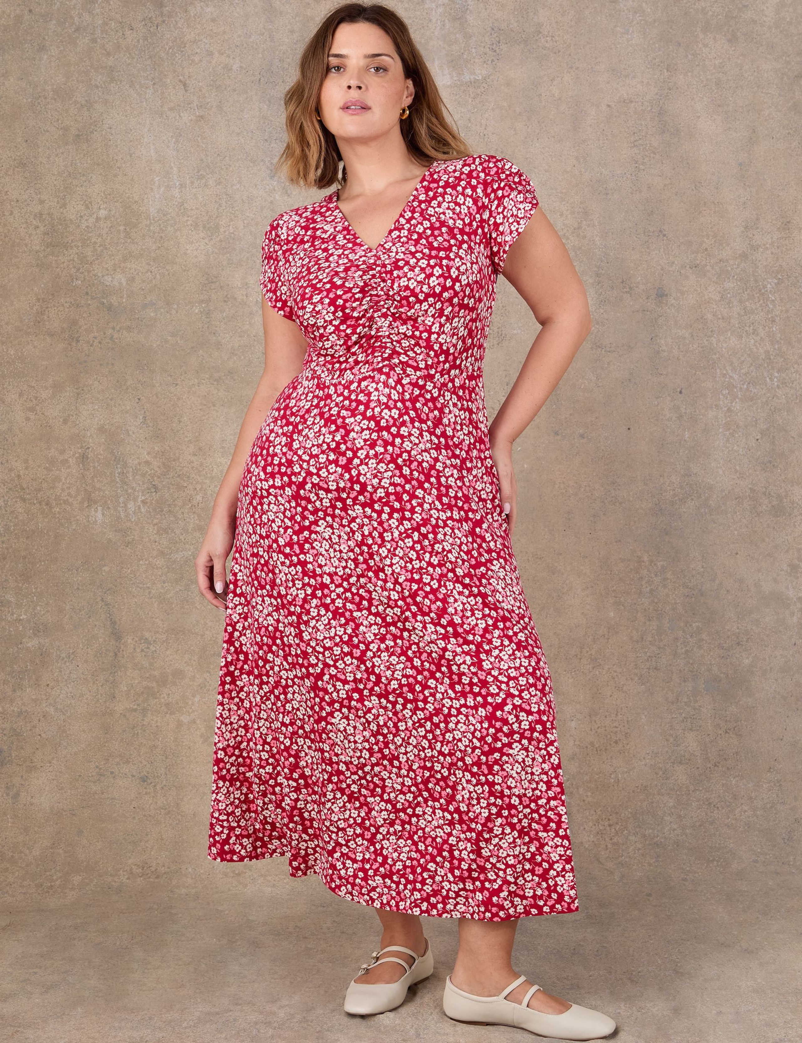 Floral V-Neck Midaxi Tea Dress 1 of 4