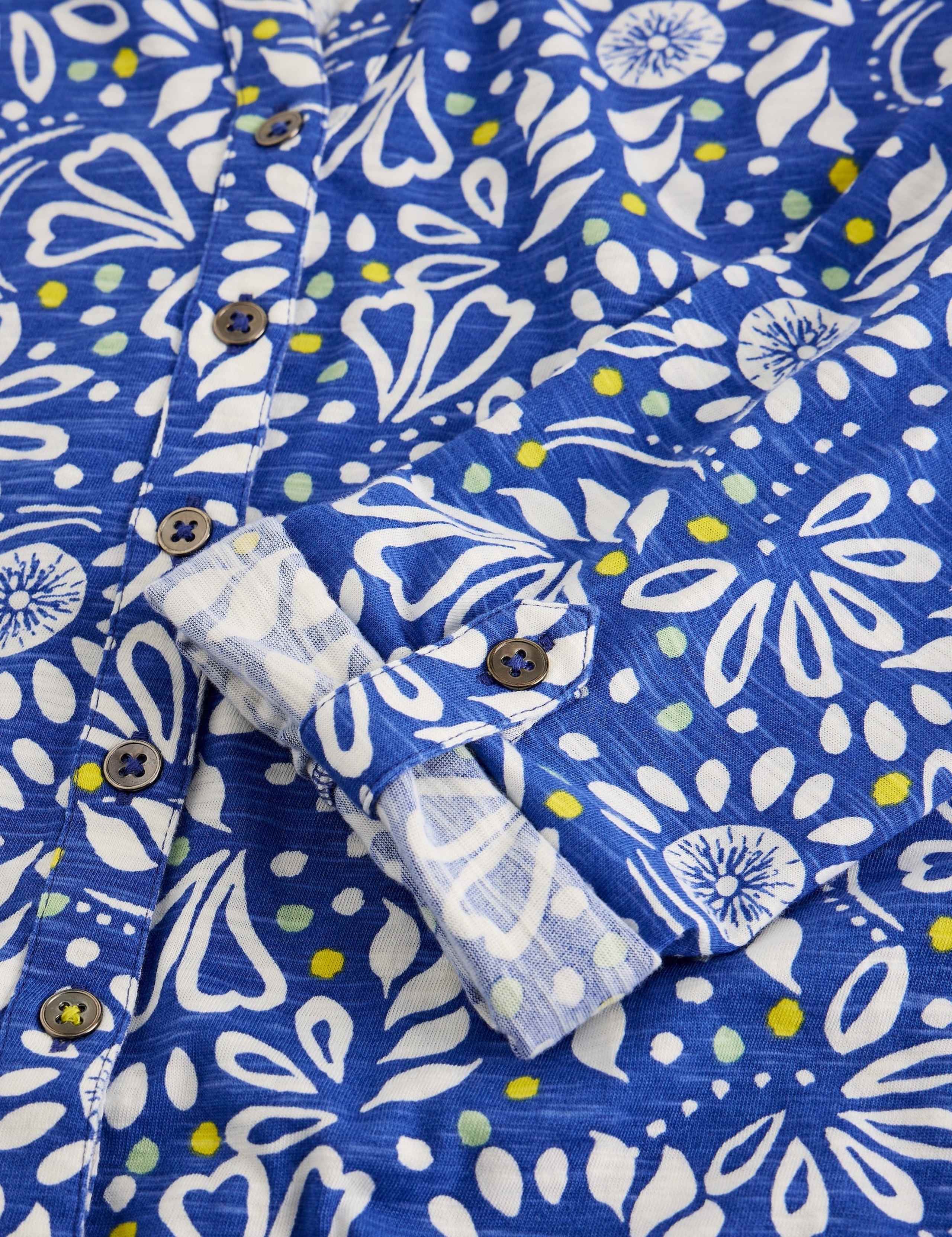 Pure Cotton Jersey Floral Button Through Shirt 6 of 6