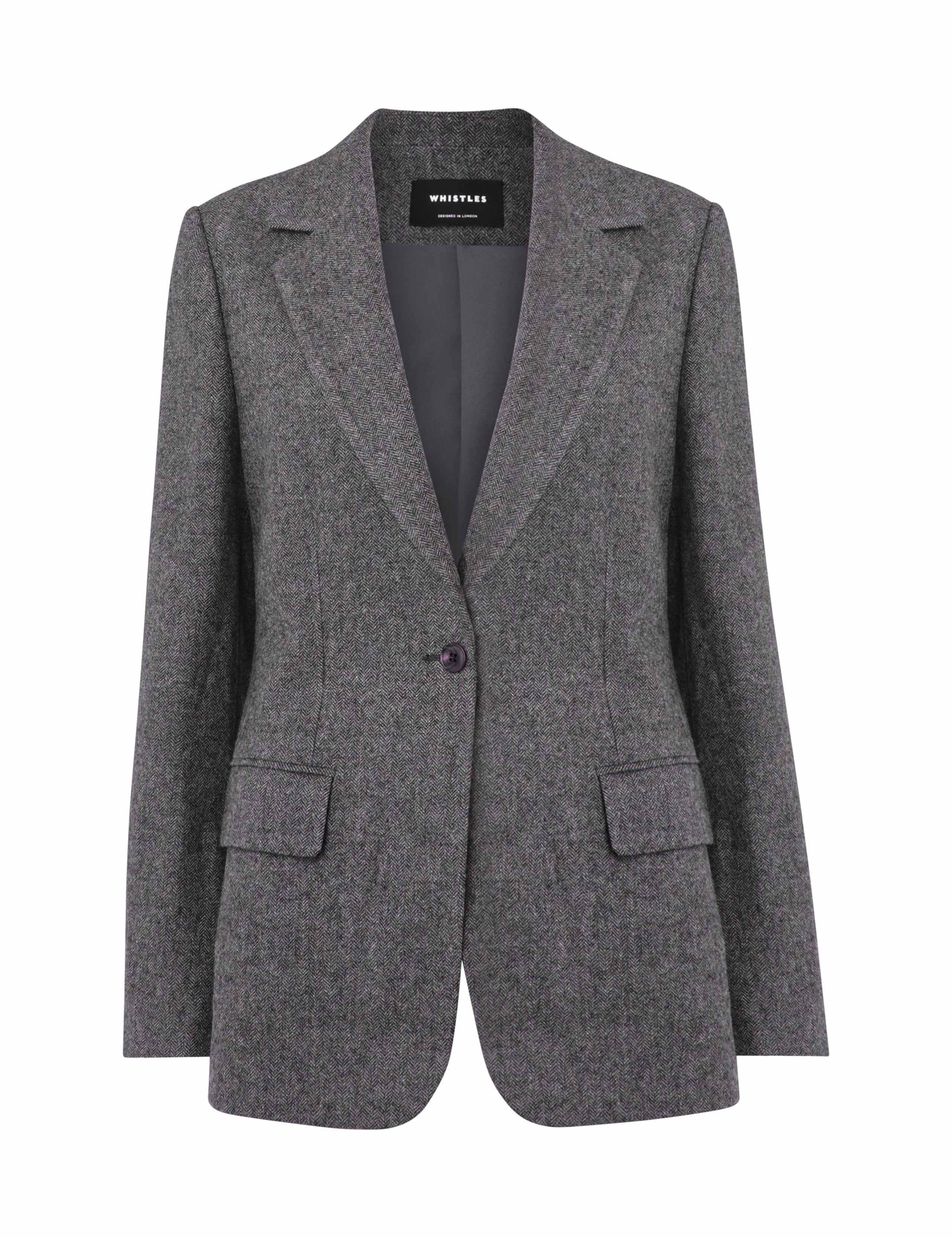 Wool Blend Relaxed Herringbone Blazer 2 of 4