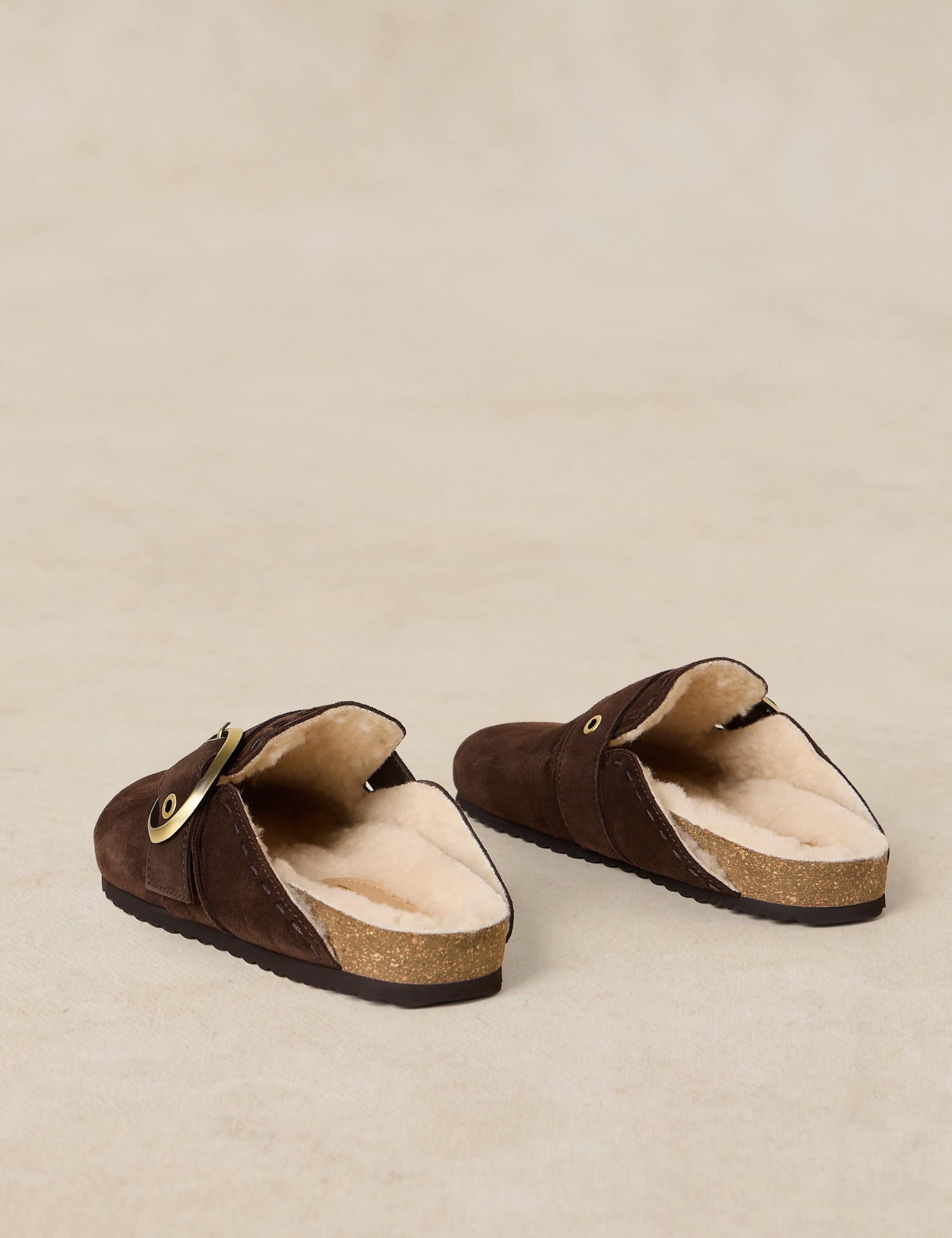 Suede Faux Fur Lined Mules 3 of 4