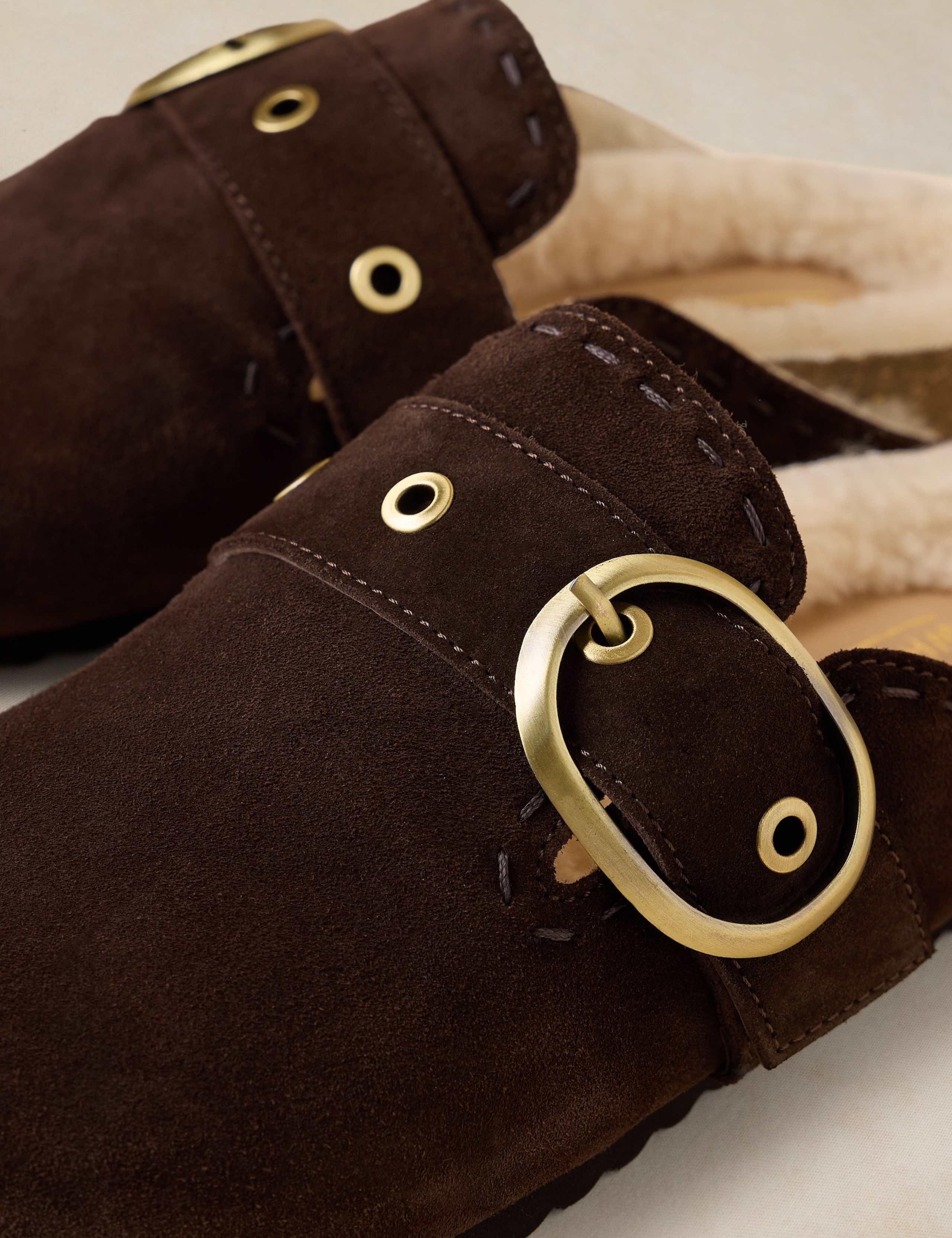 Suede Faux Fur Lined Mules 4 of 4