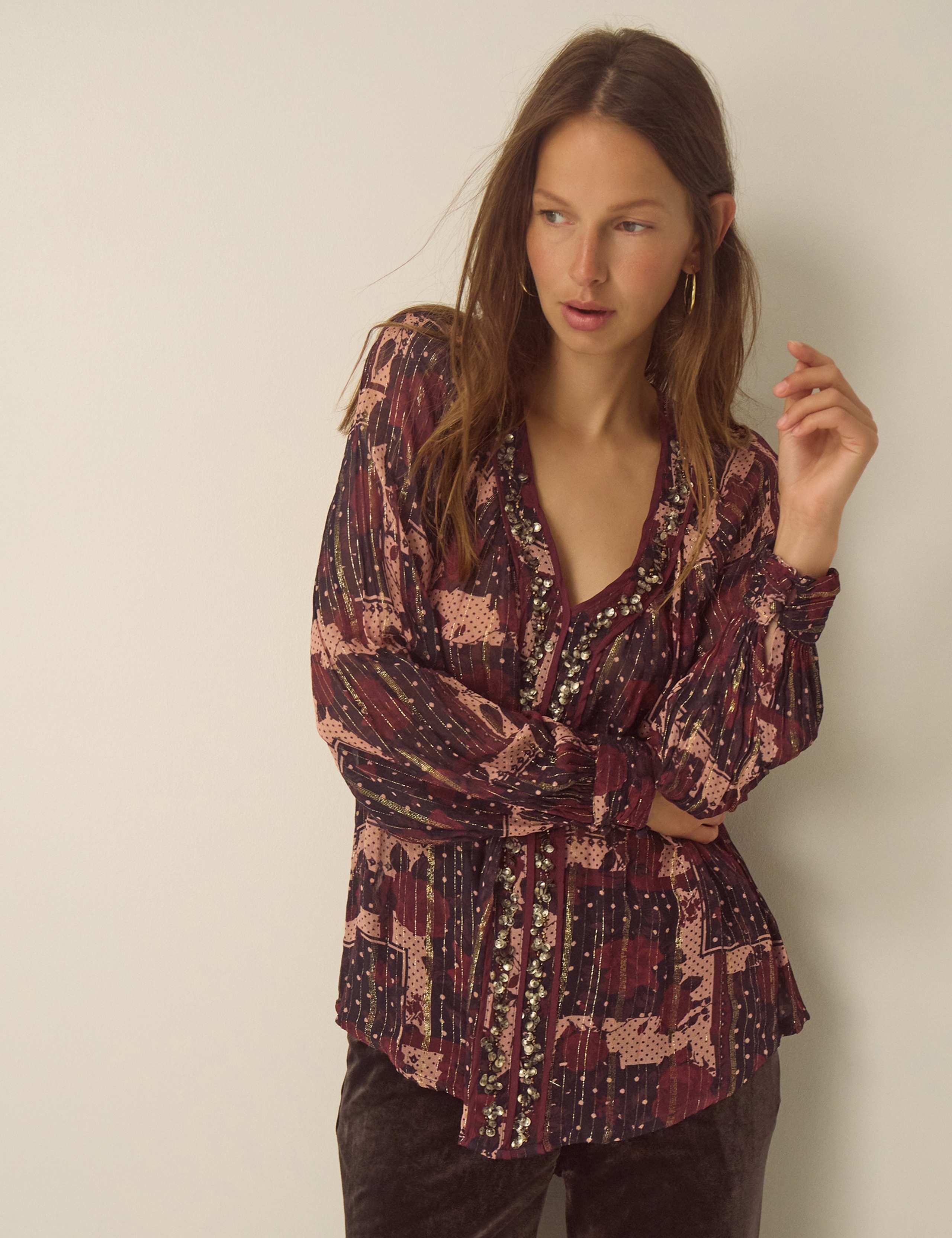 Printed V Neck Top 1 of 4