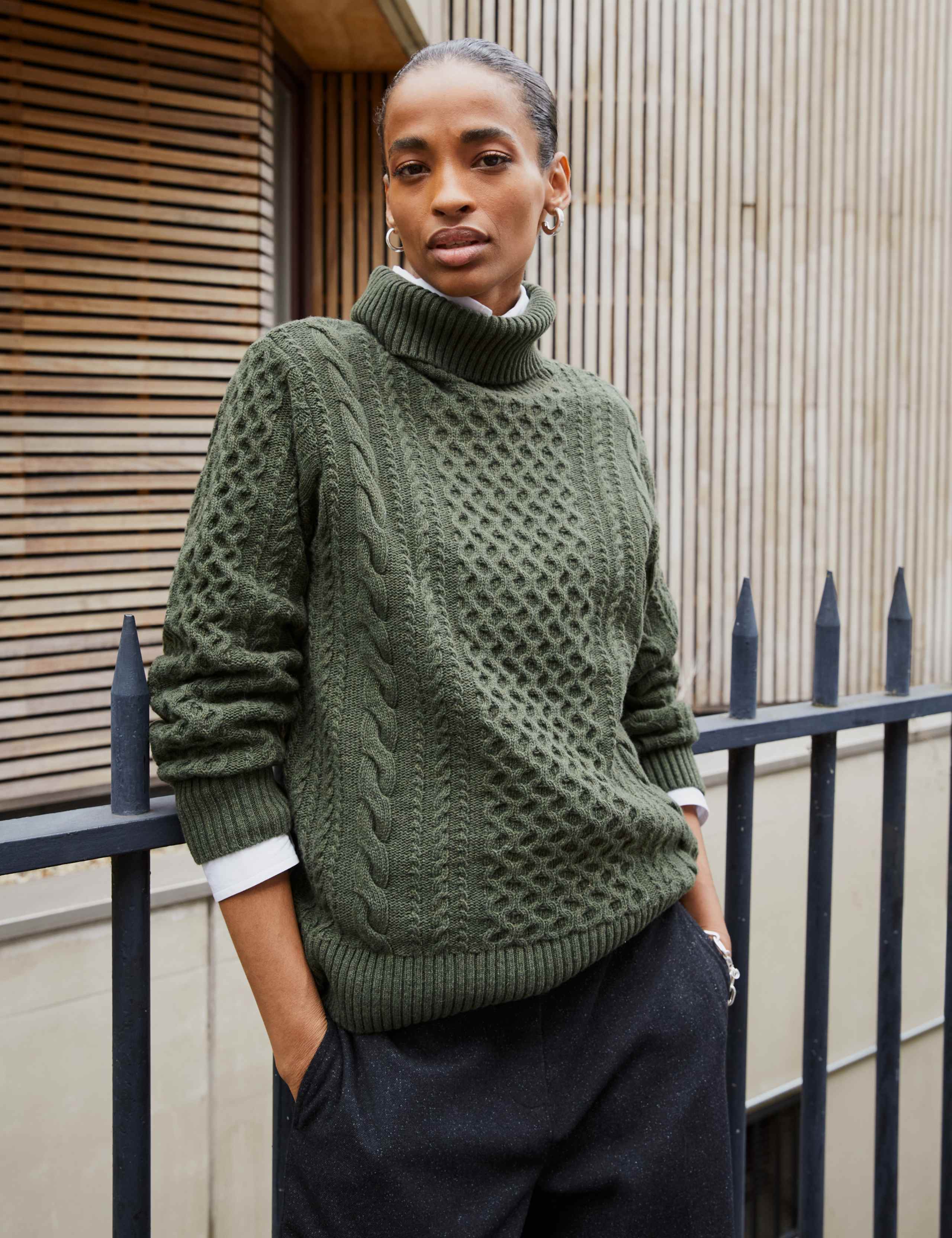 Merino Wool Blend Cable Knit Jumper 1 of 5