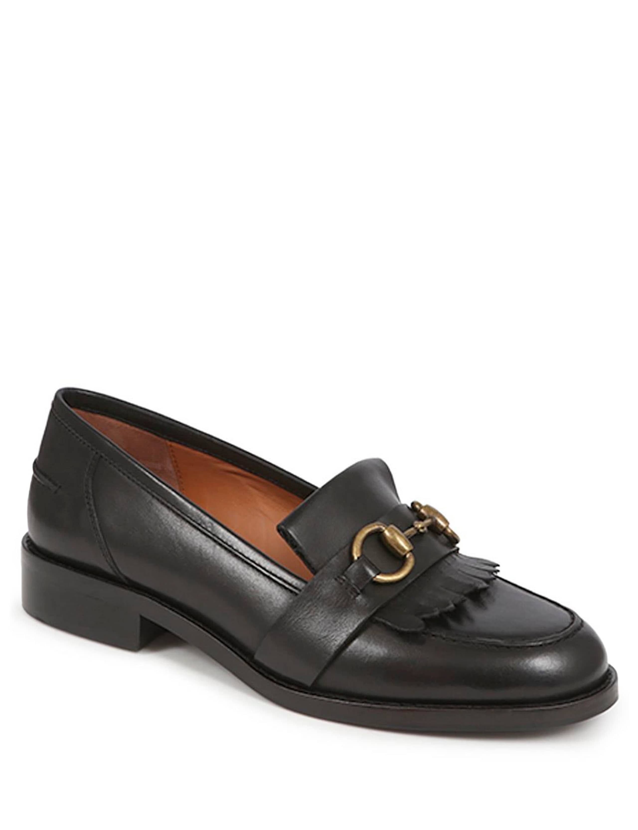 Leather Block Heel Loafers 2 of 5