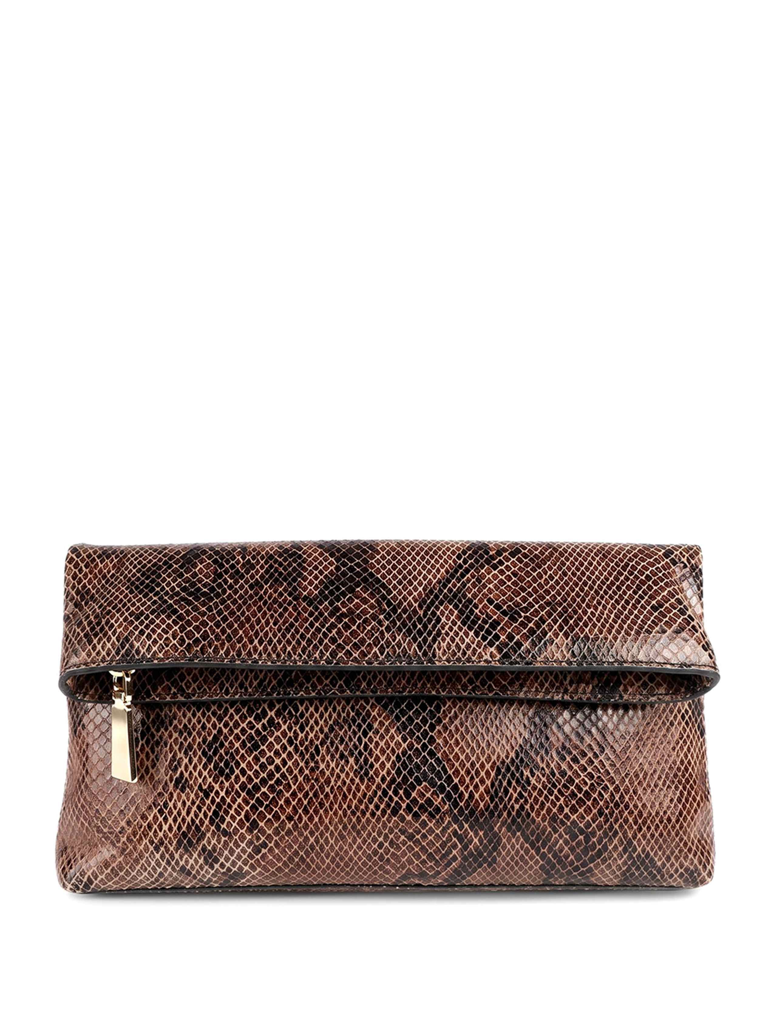 Leather Zip Detail Clutch Bag 2 of 6