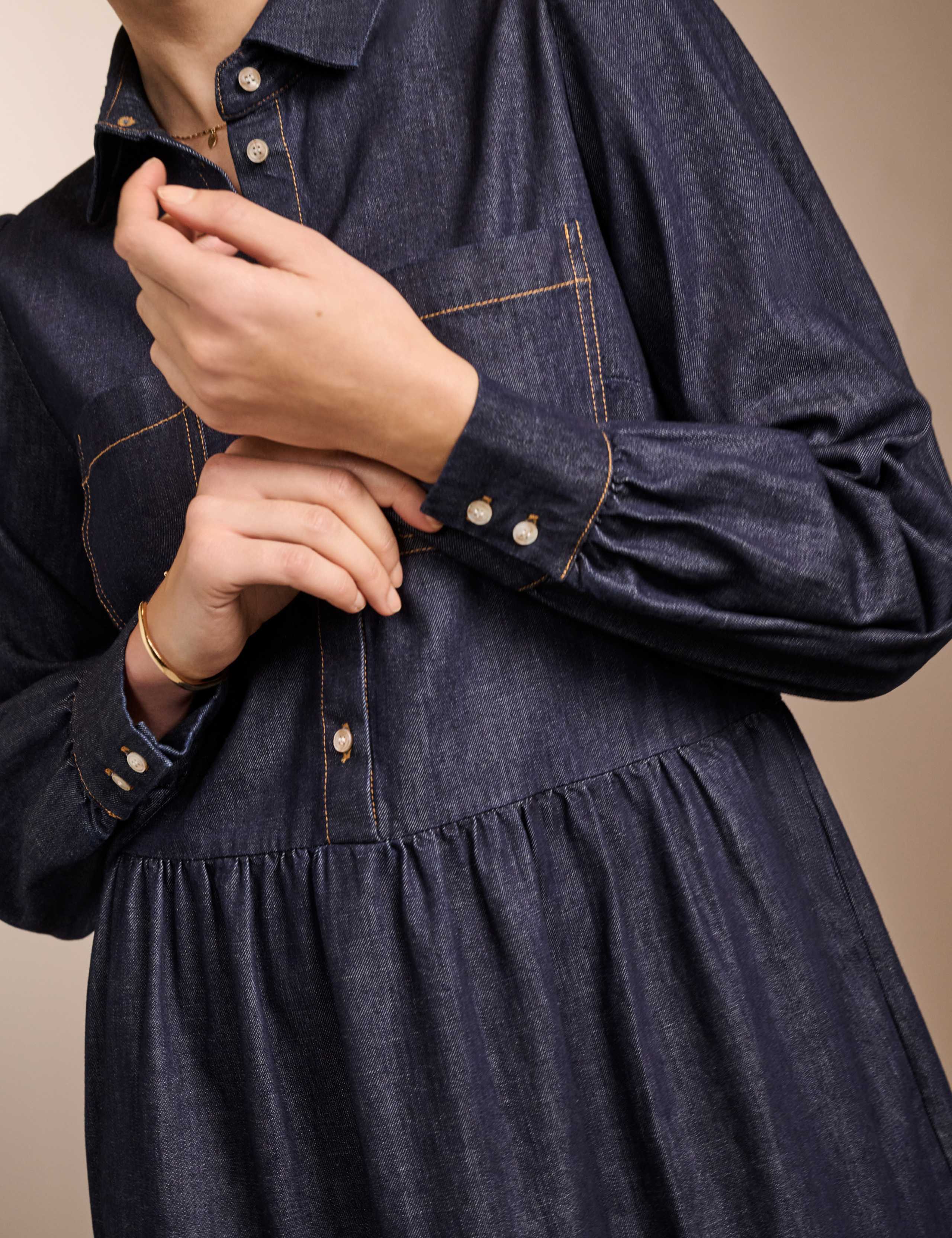 Denim Midi Tiered Dress 4 of 4