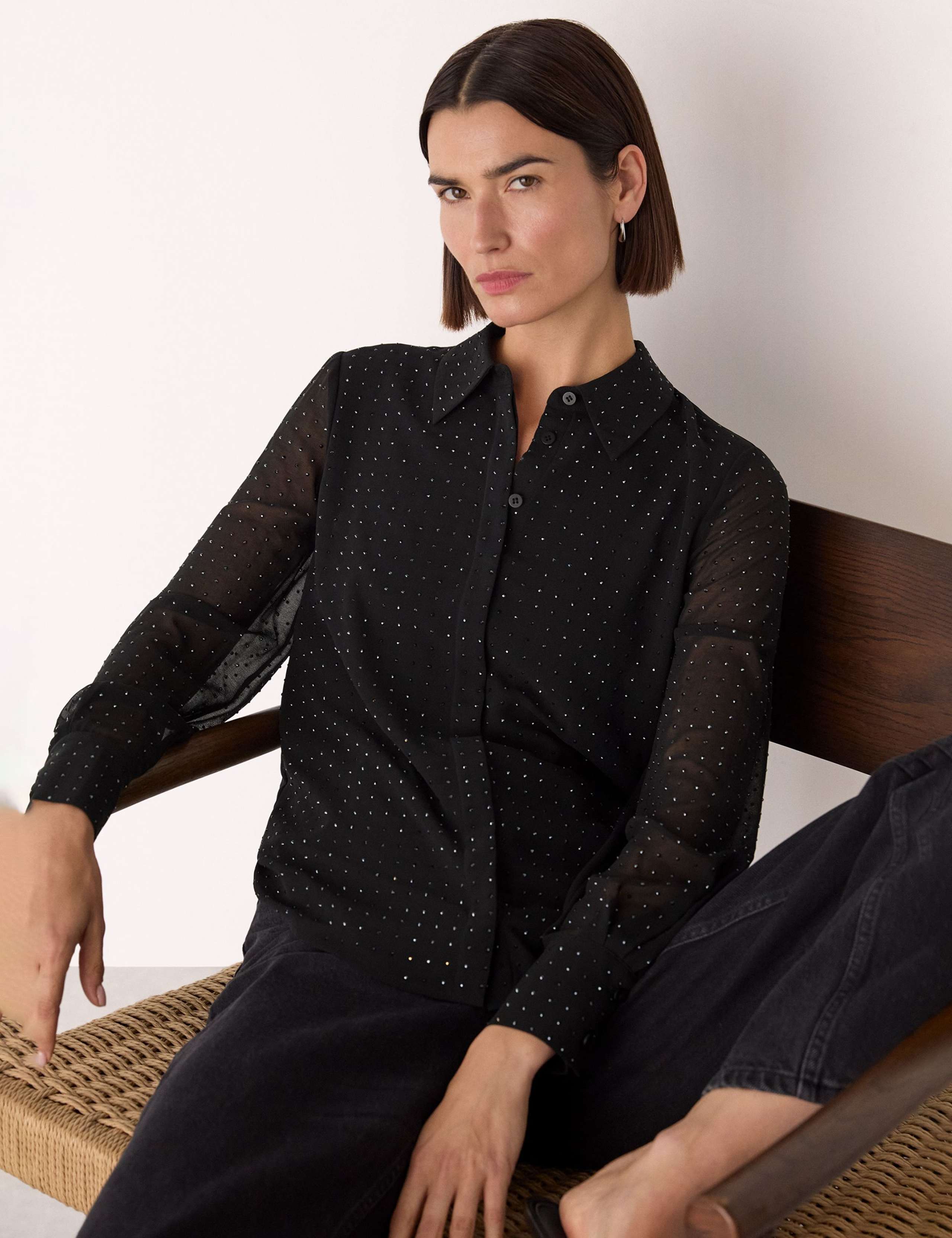 Metallic Dot Sheer Shirt 1 of 4