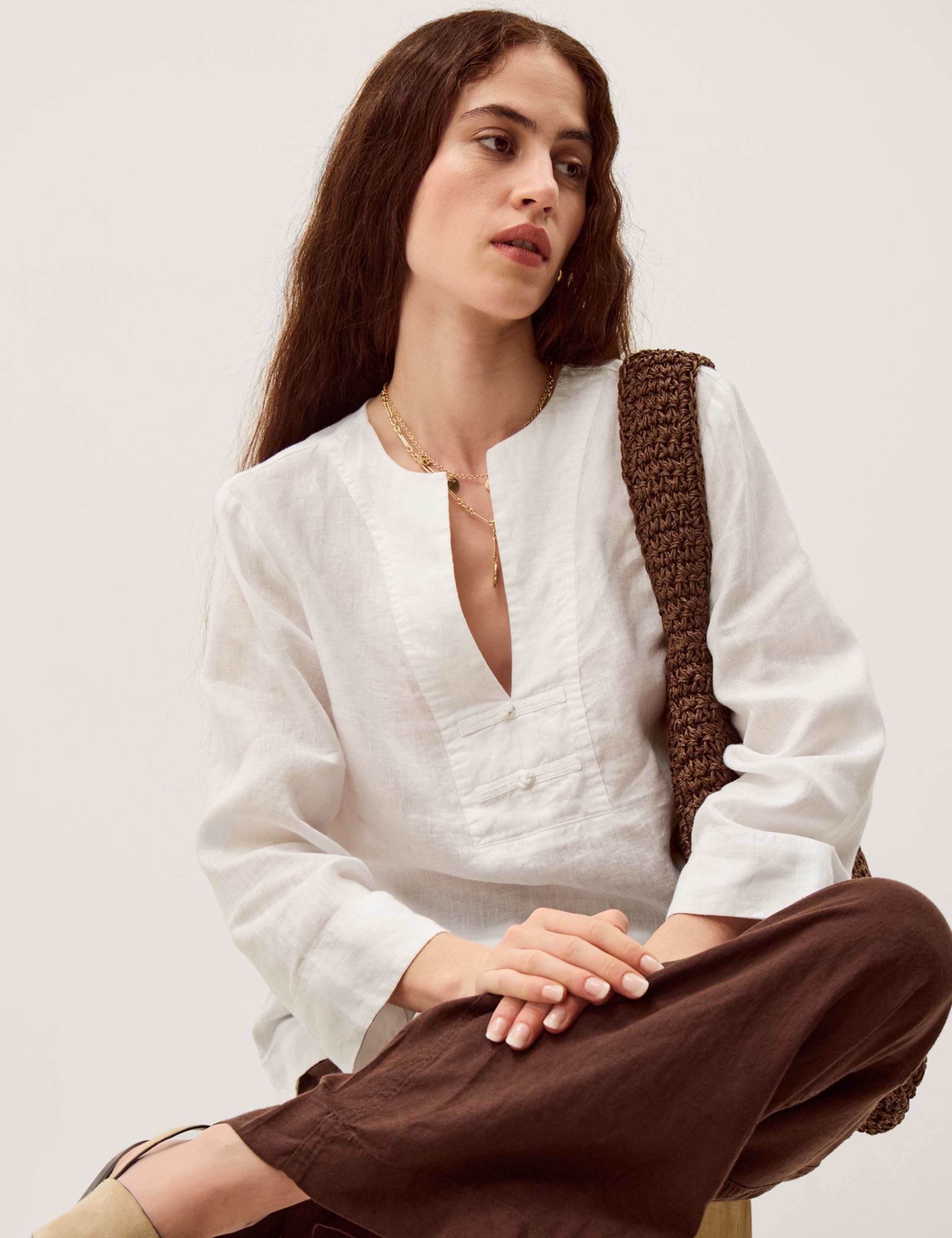 Pure Linen V-Neck Top 2 of 5