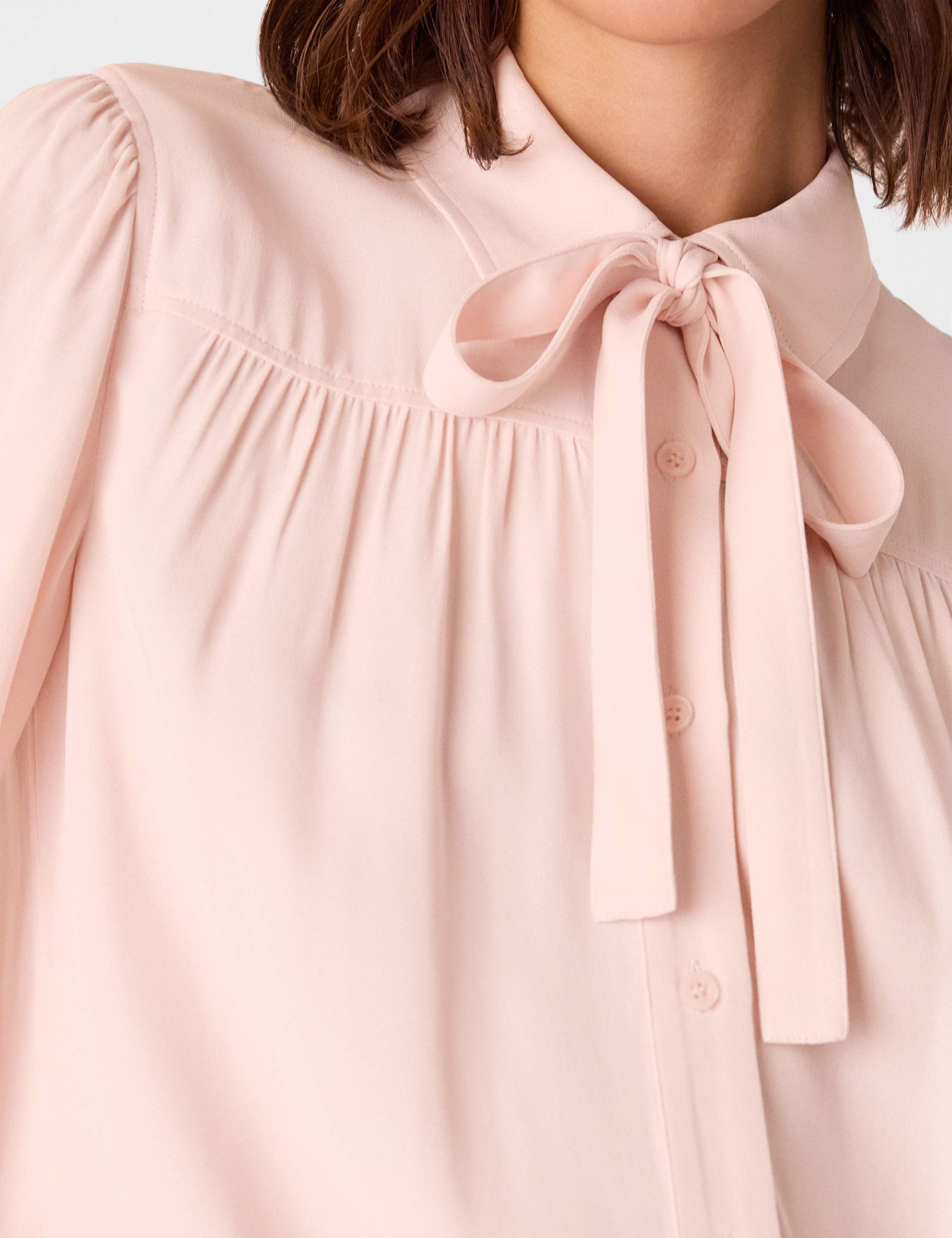 Crepe Tie Neck Button Through Blouse 3 of 4