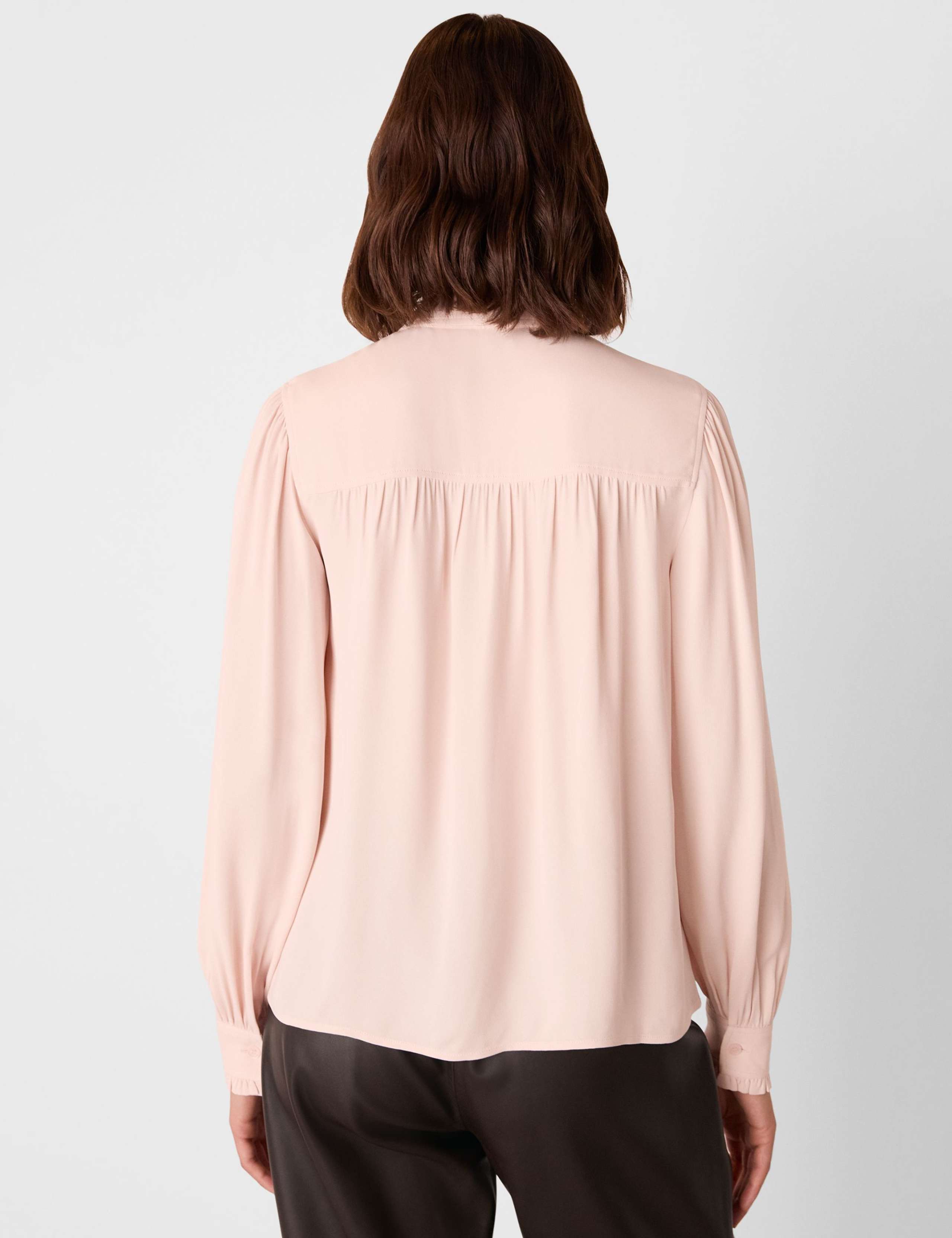 Crepe Tie Neck Button Through Blouse 4 of 4