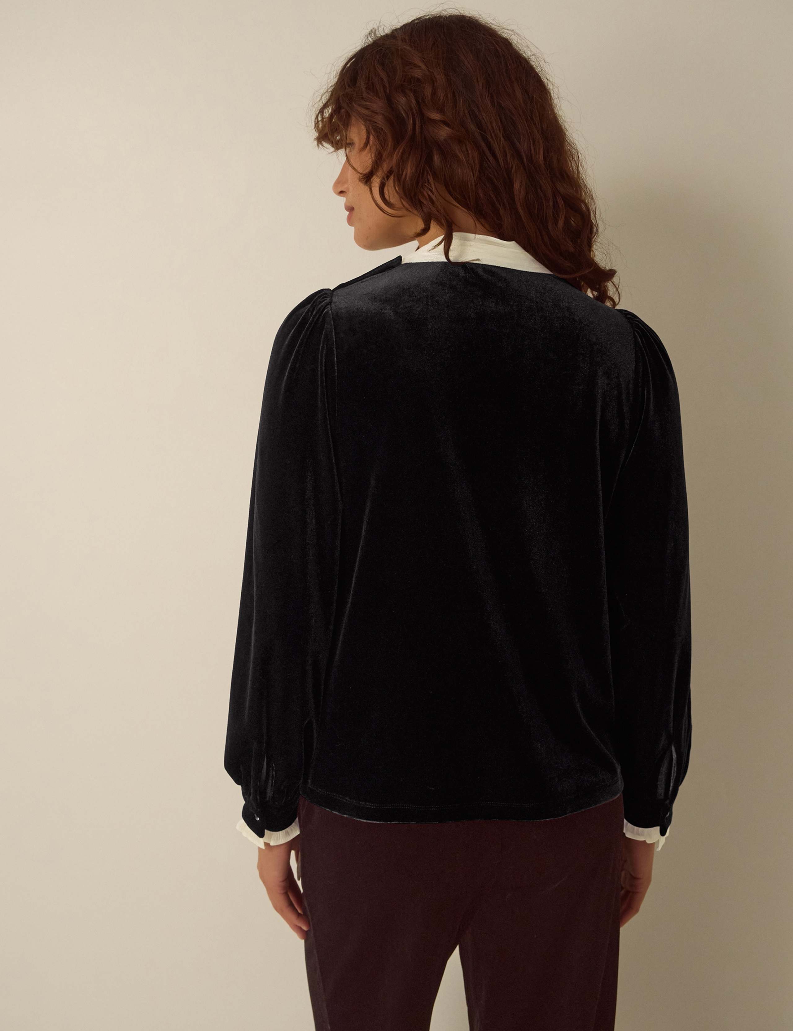 Velvet Tie Neck Blouse 3 of 5