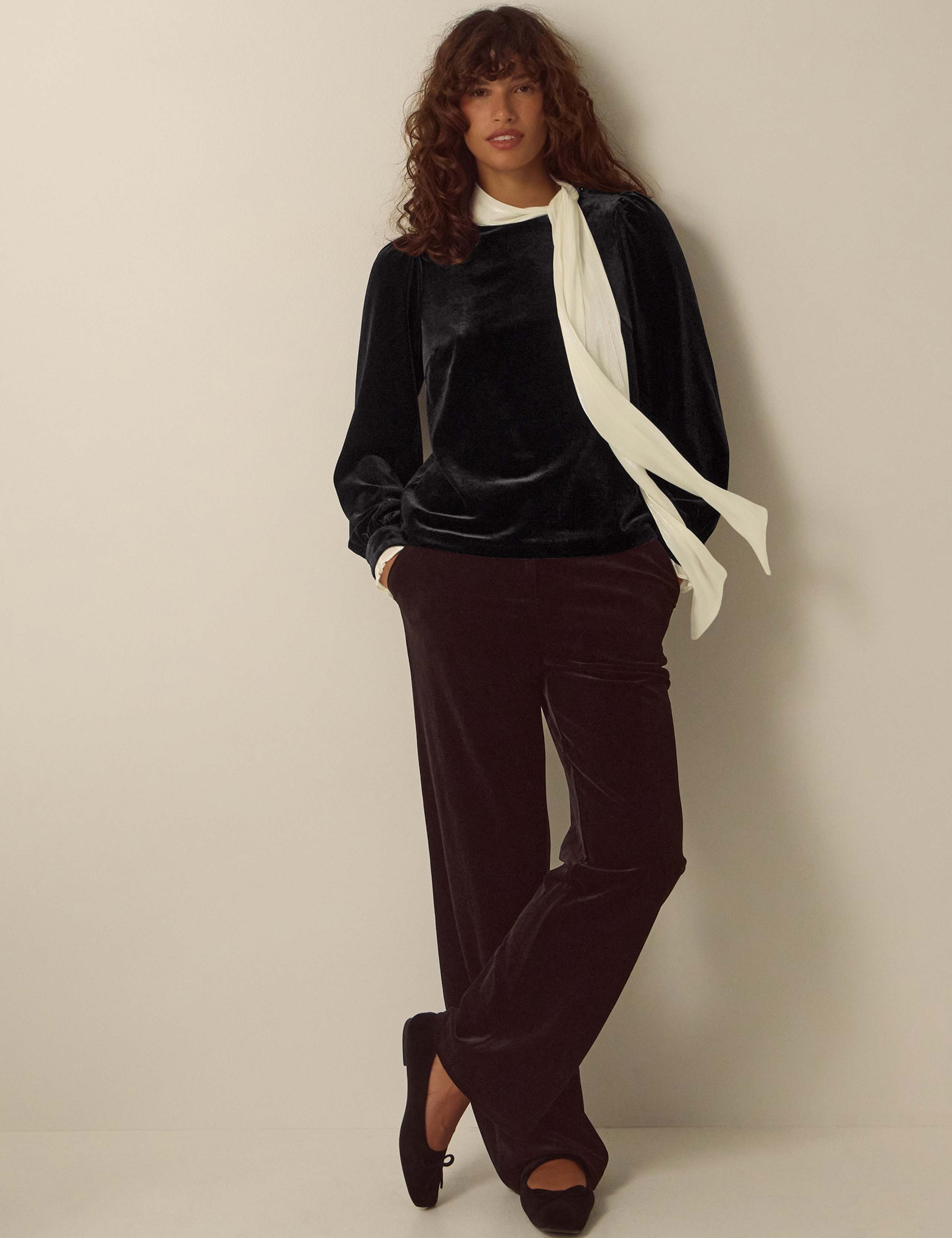 Velvet Tie Neck Blouse 4 of 5
