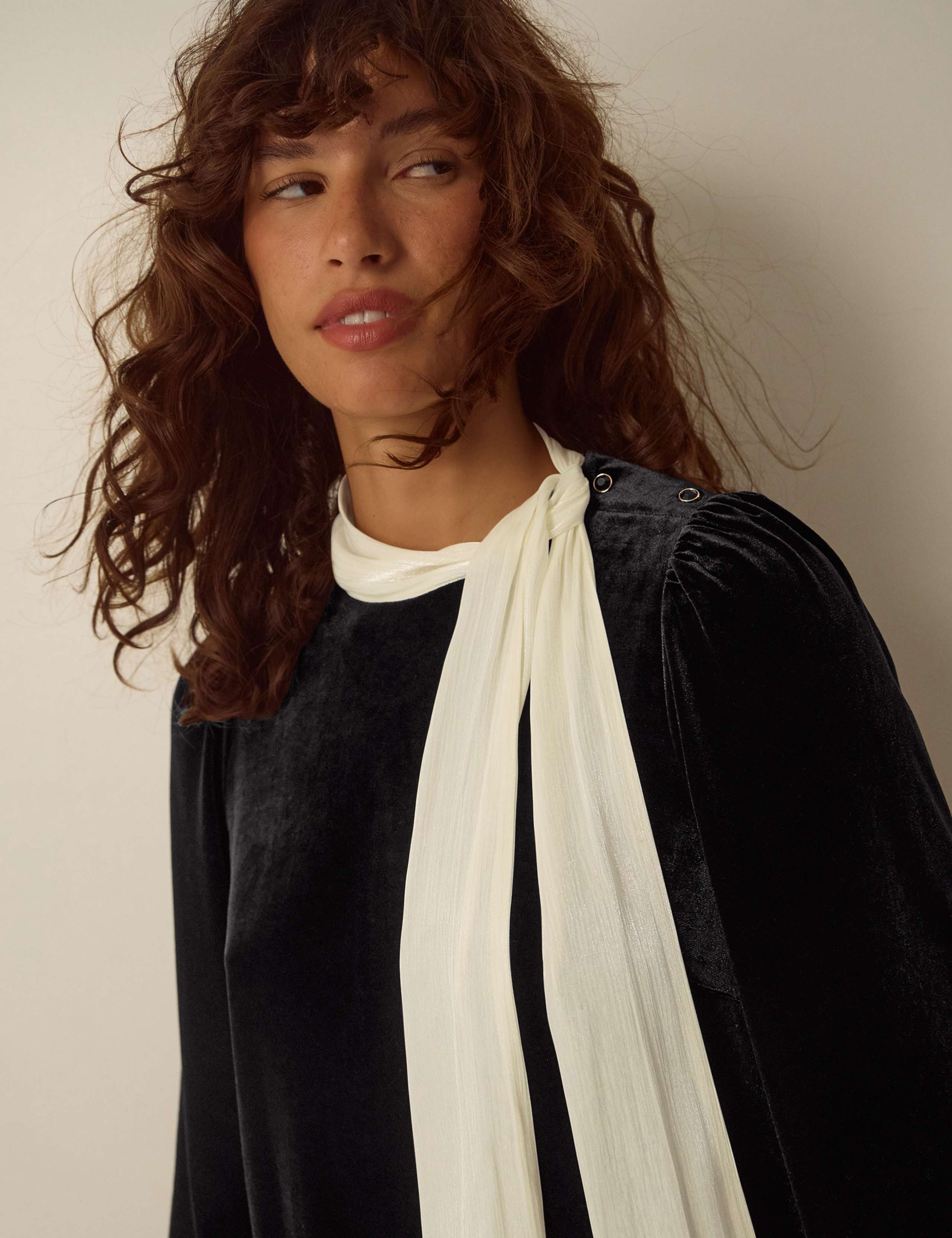 Velvet Tie Neck Blouse 5 of 5