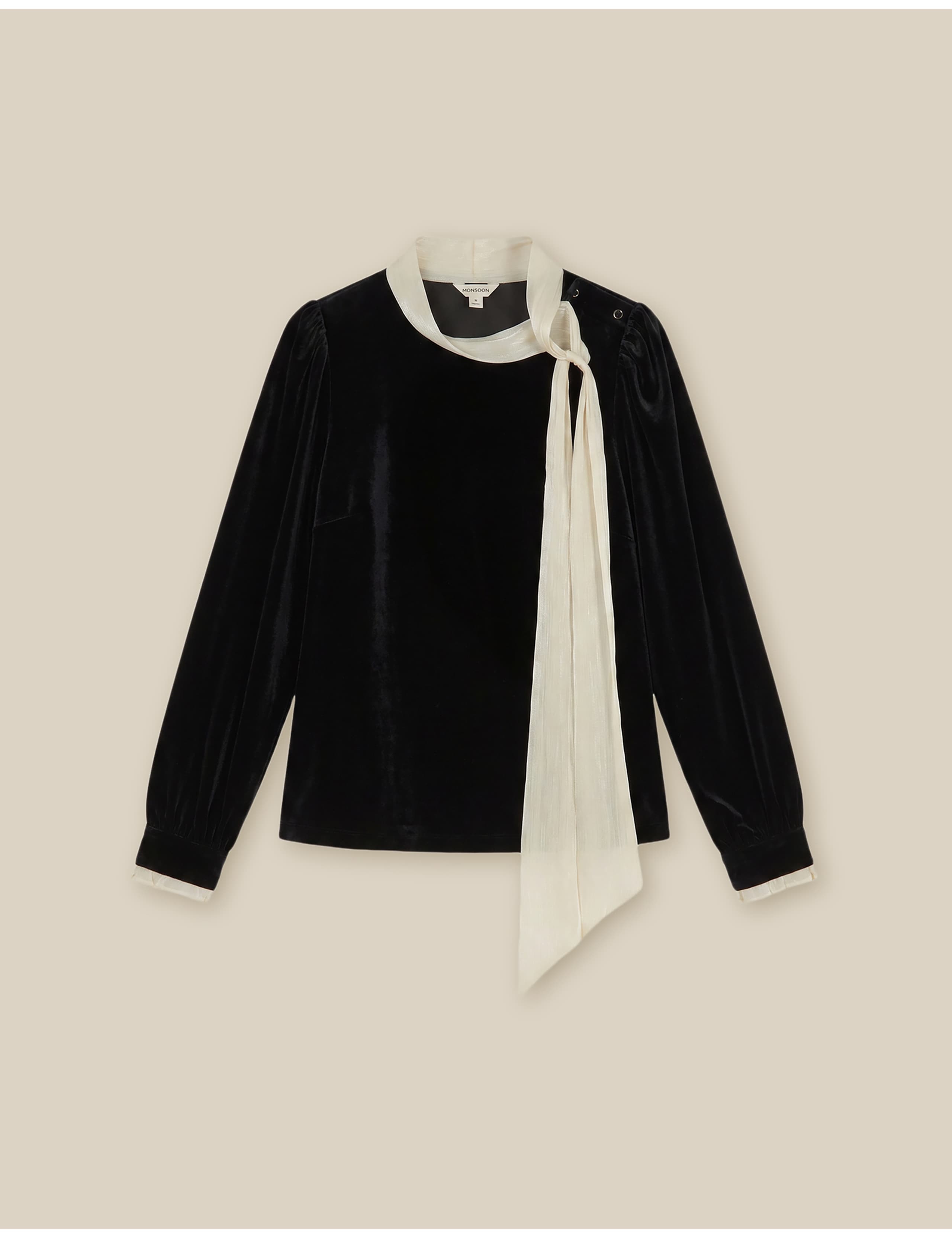 Velvet Tie Neck Blouse 2 of 5