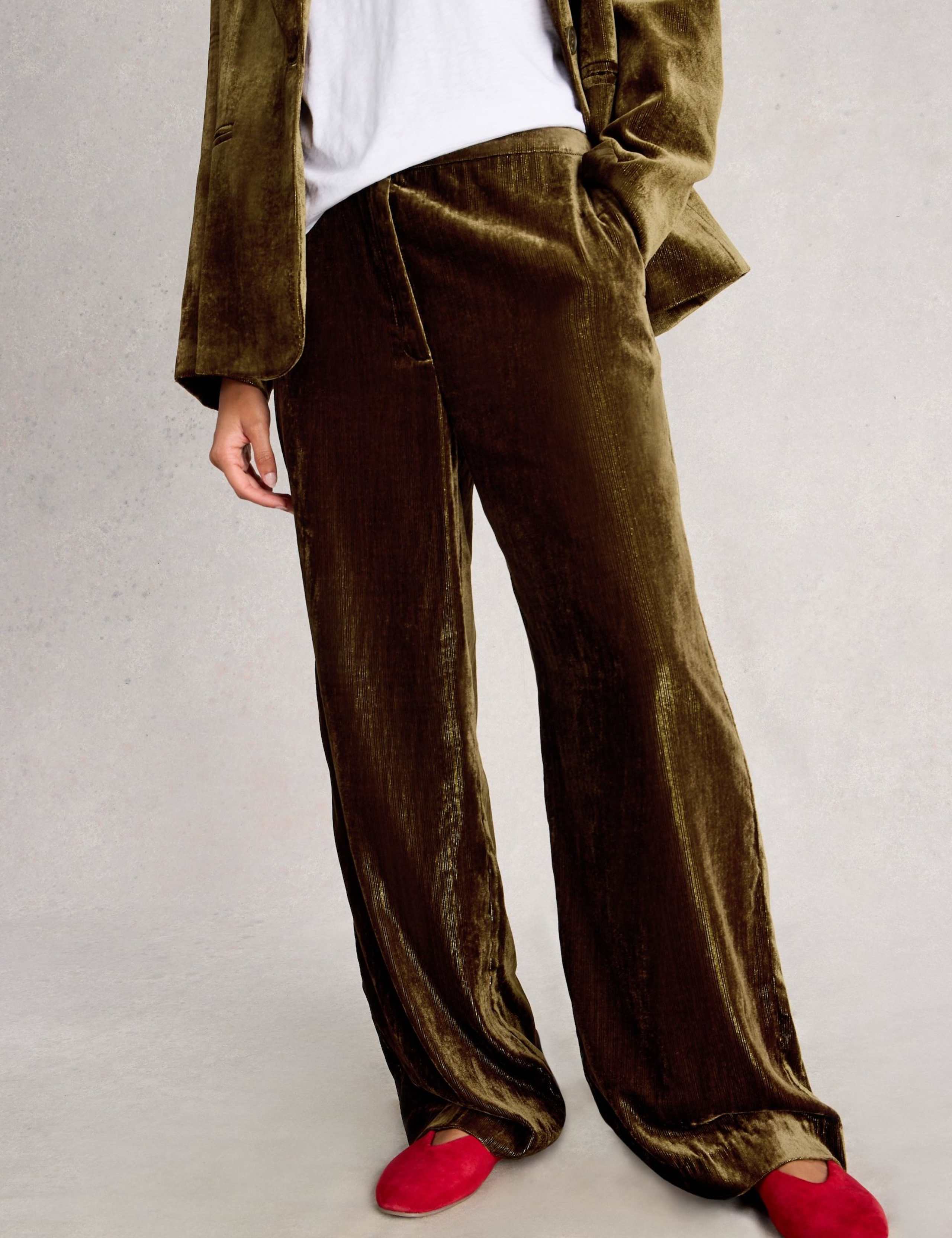 Metallic Velvet Wide Leg Trousers 3 of 6