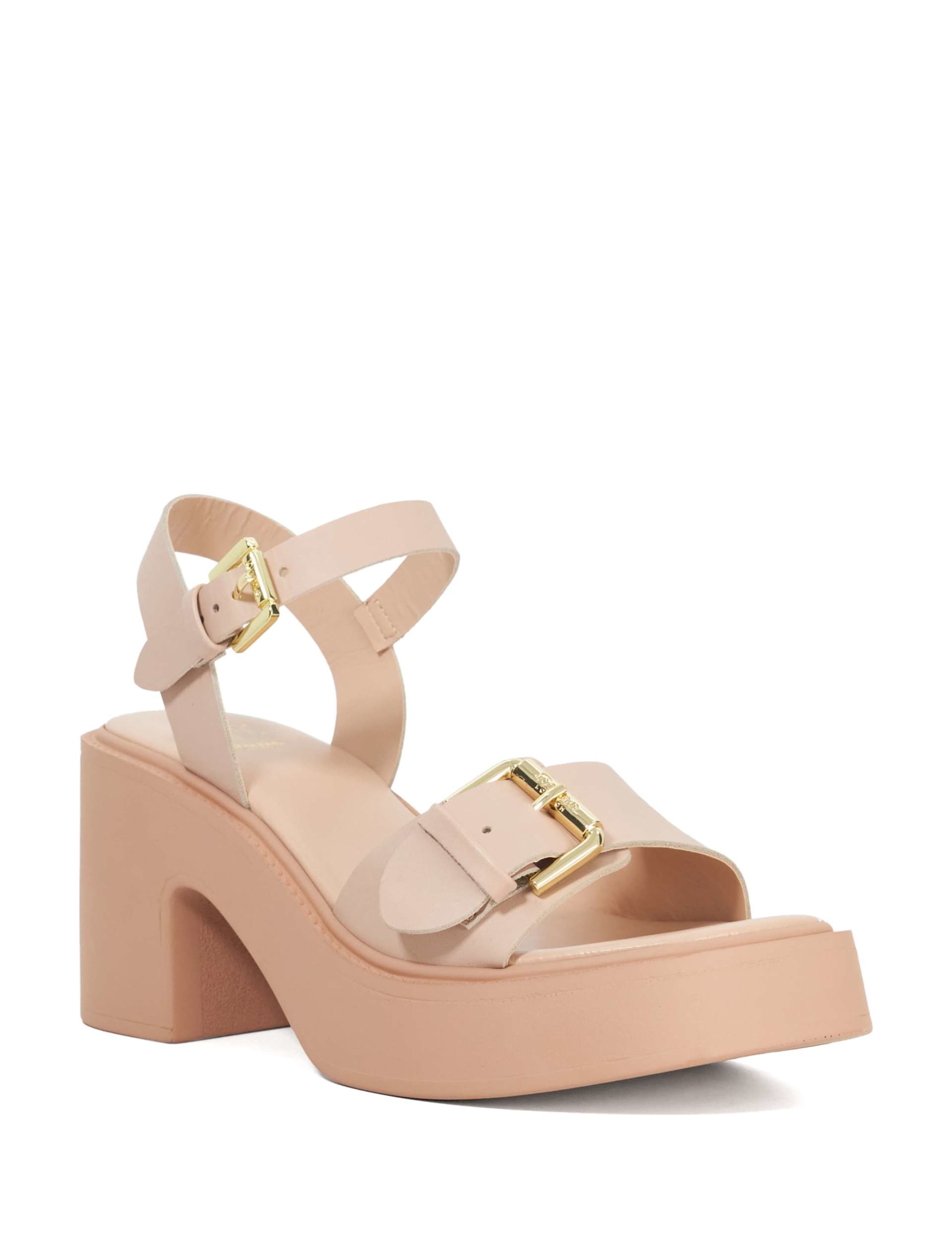 Leather Ankle Strap Block Heel Sandals 2 of 5