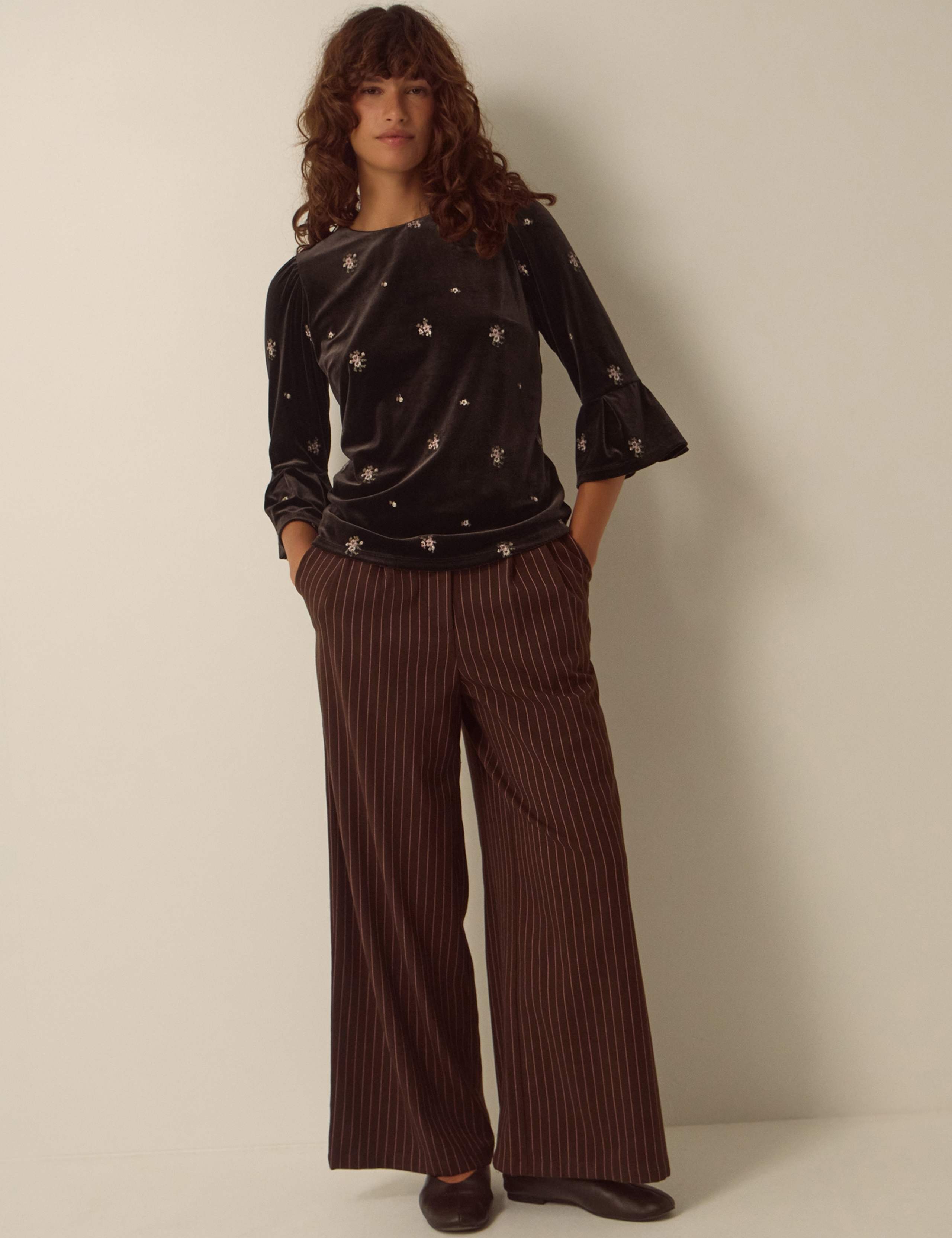 Velvet Embroidered Crew Neck Blouse 4 of 6