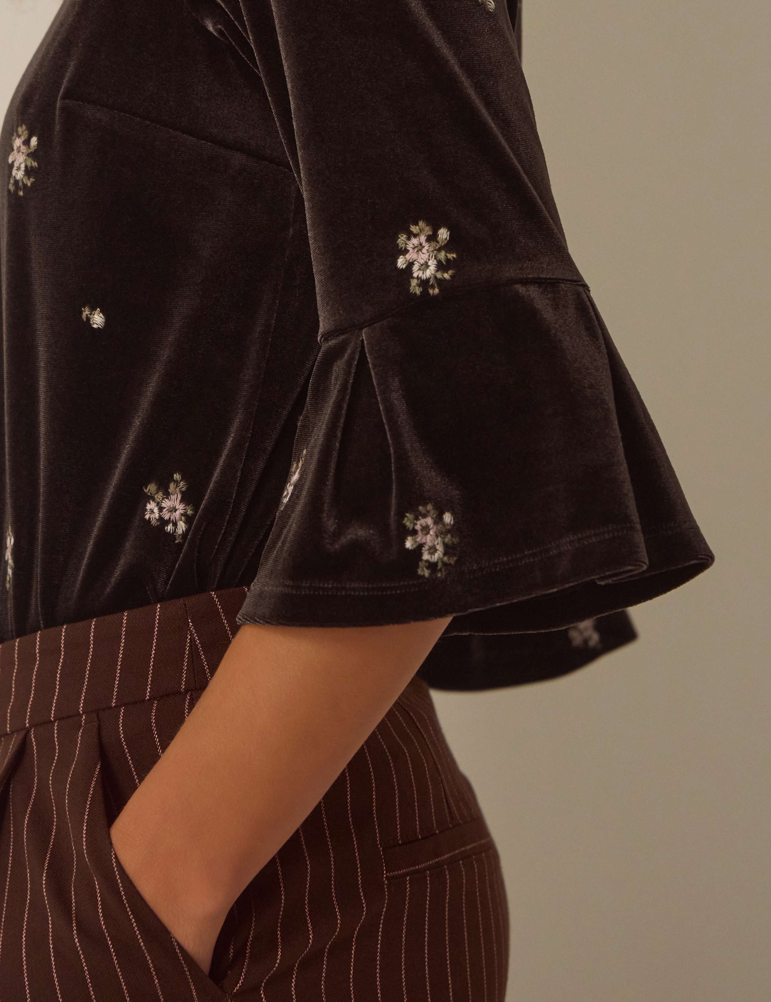 Velvet Embroidered Crew Neck Blouse 6 of 6