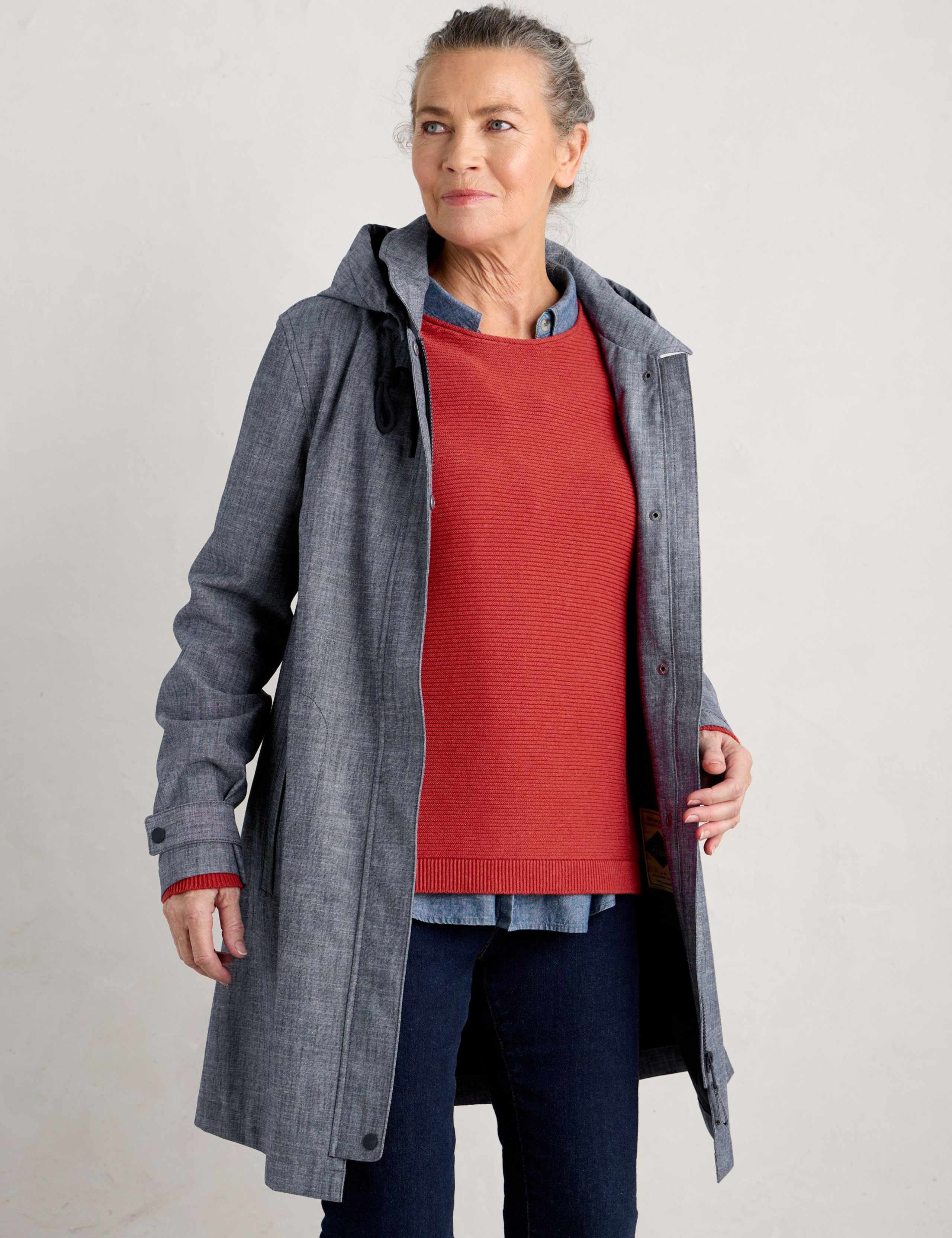 Pure Cotton Waterproof Hooded Longline Raincoat 3 of 5