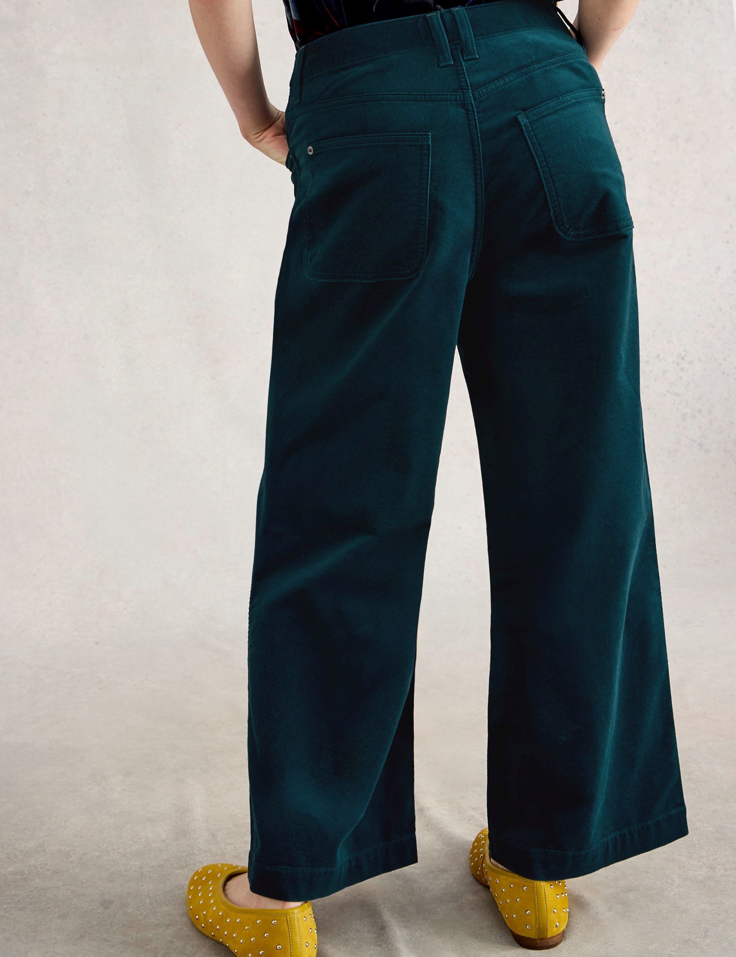 Velvet Wide Leg Cropped Trousers 6 of 6