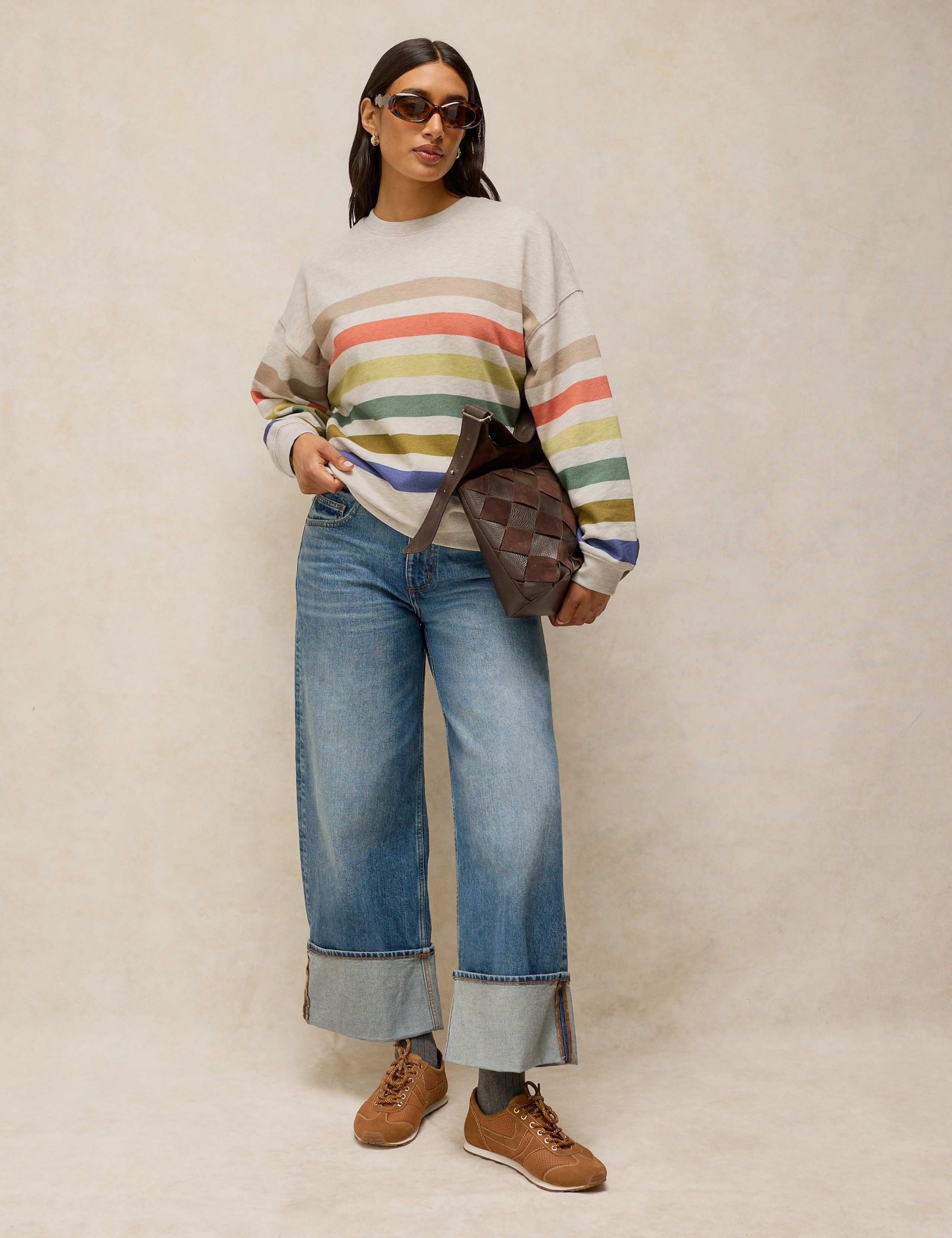 Cotton Rich Striped Longline Sweatshirt 3 of 6