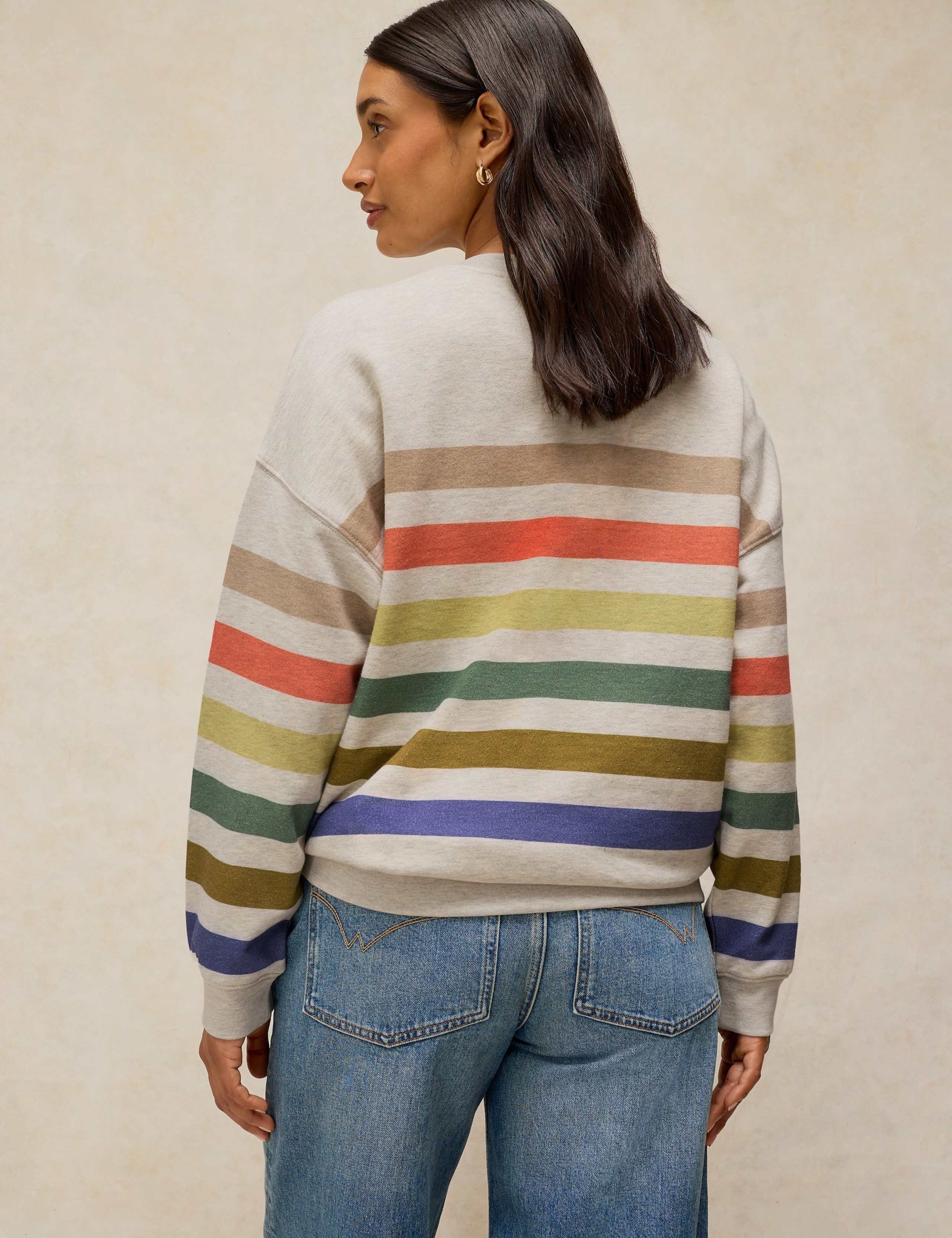 Cotton Rich Striped Longline Sweatshirt 4 of 6
