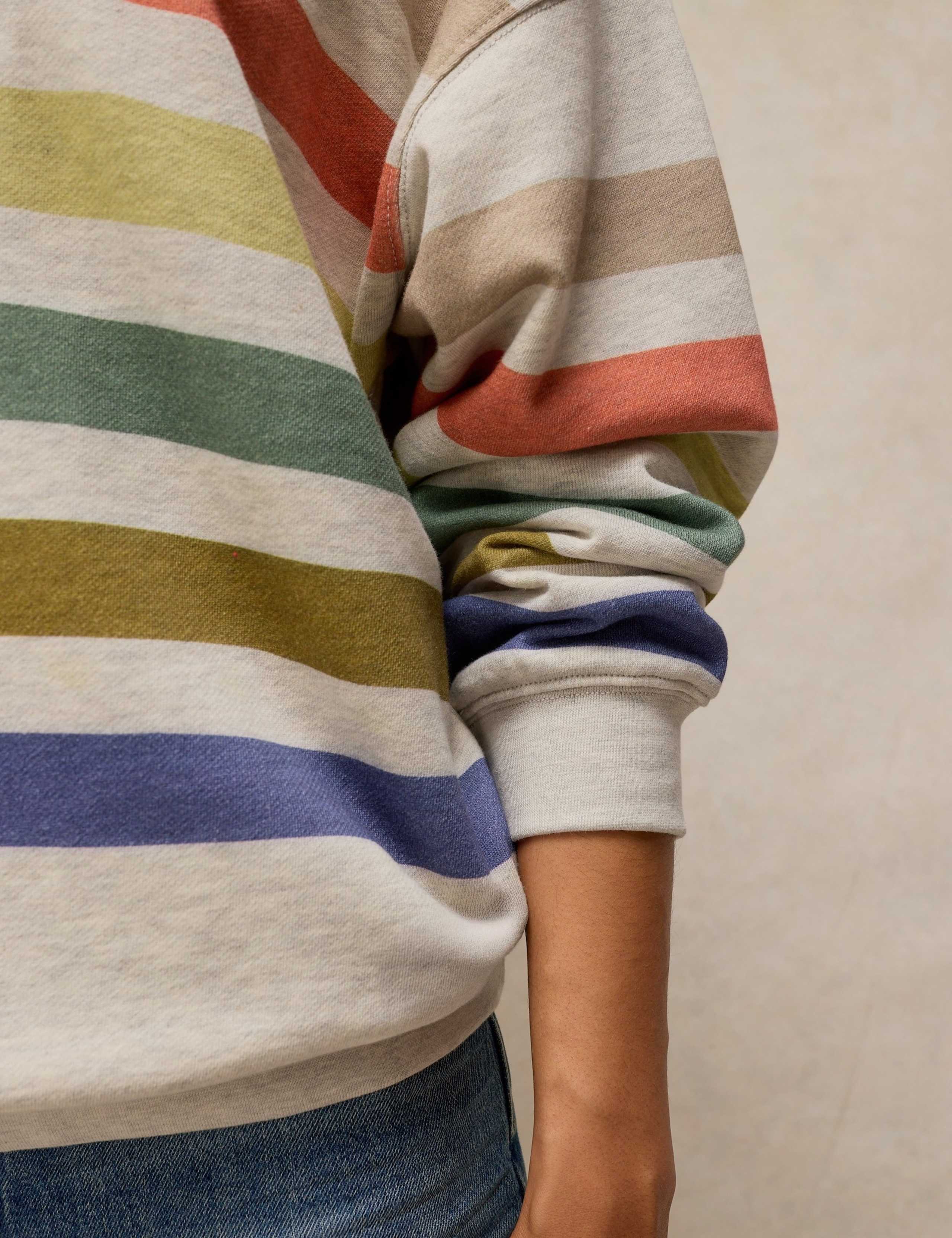 Cotton Rich Striped Longline Sweatshirt 5 of 6