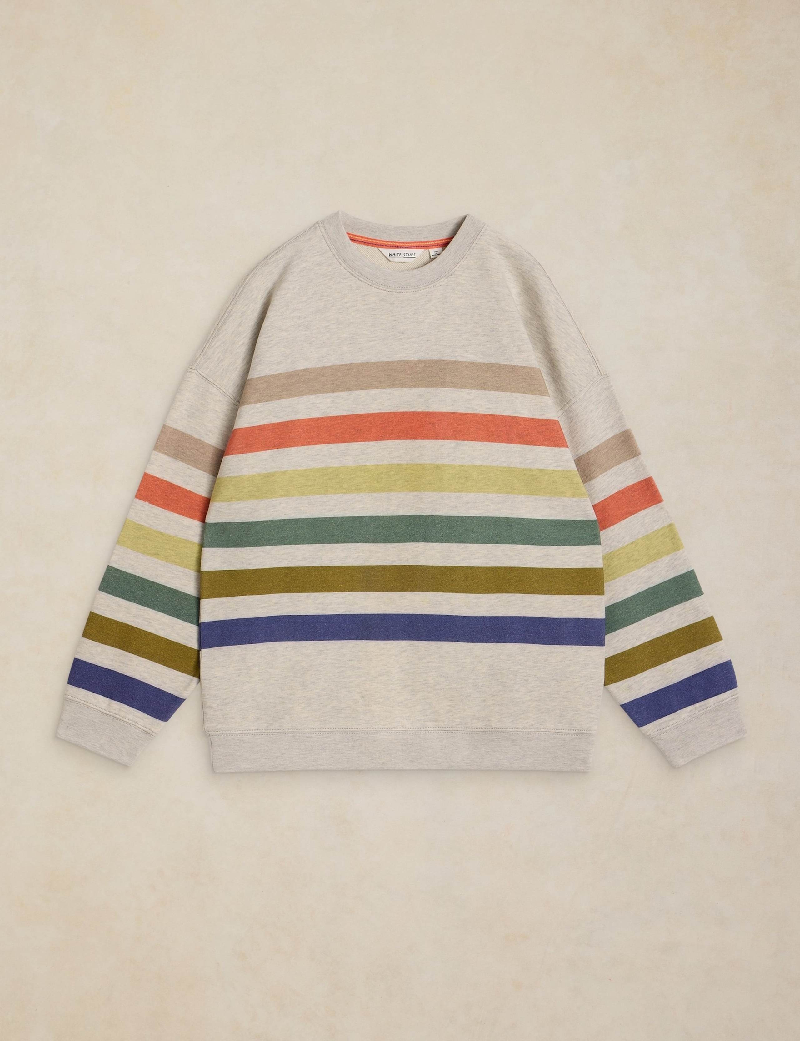 Cotton Rich Striped Longline Sweatshirt 2 of 6
