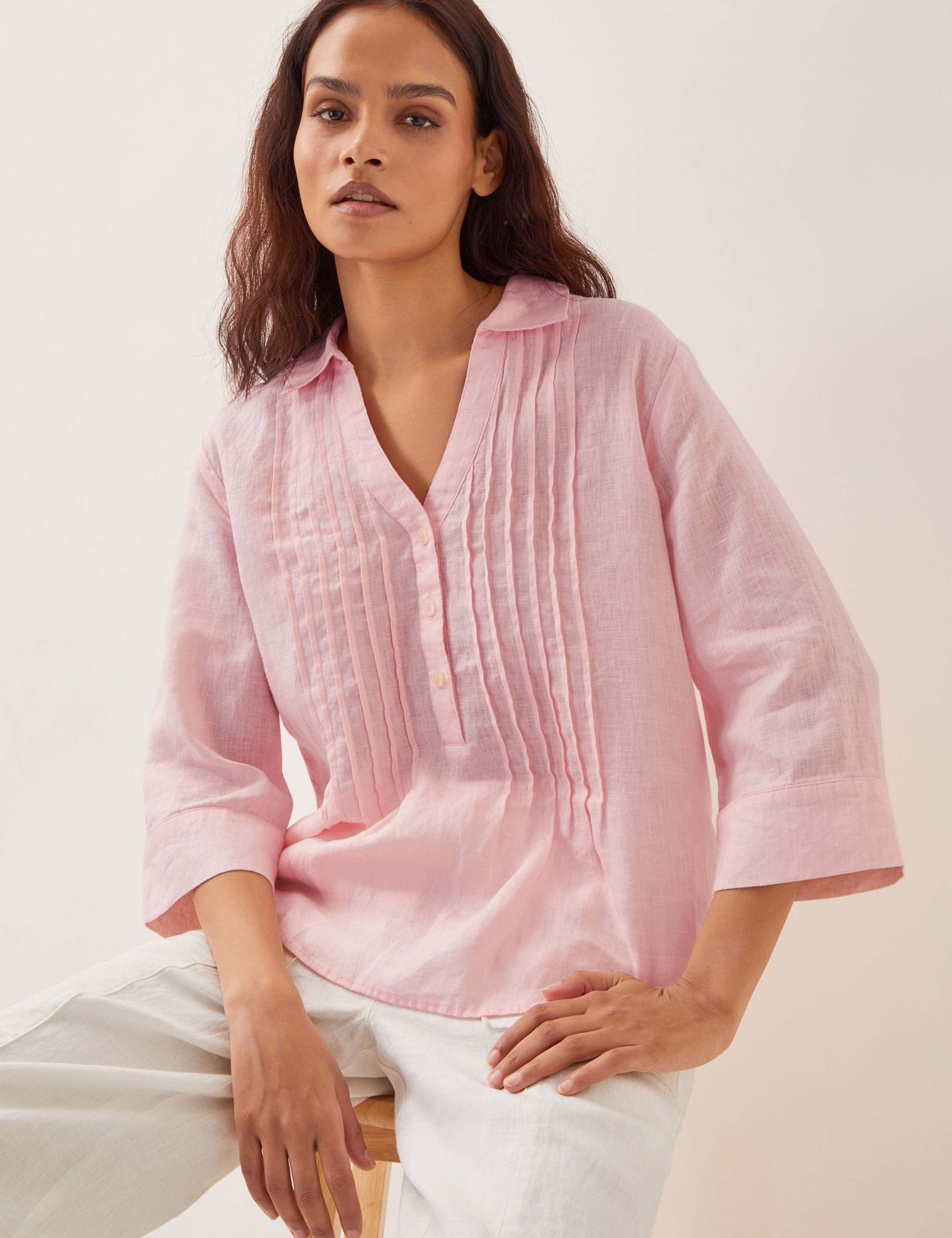 Pure Linen Collared Blouse 3 of 4