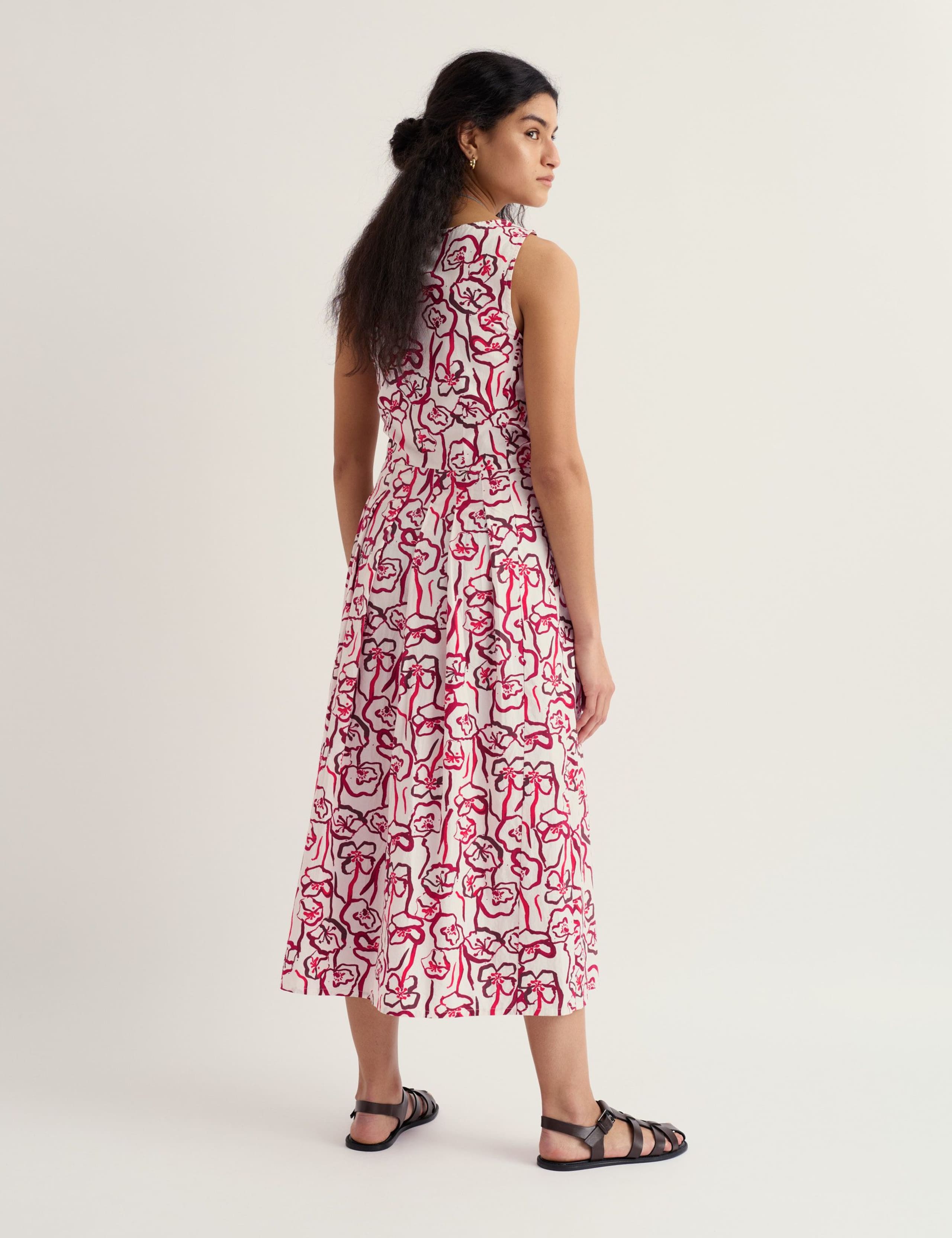 Pure Cotton Floral Midi Skater Dress 5 of 6