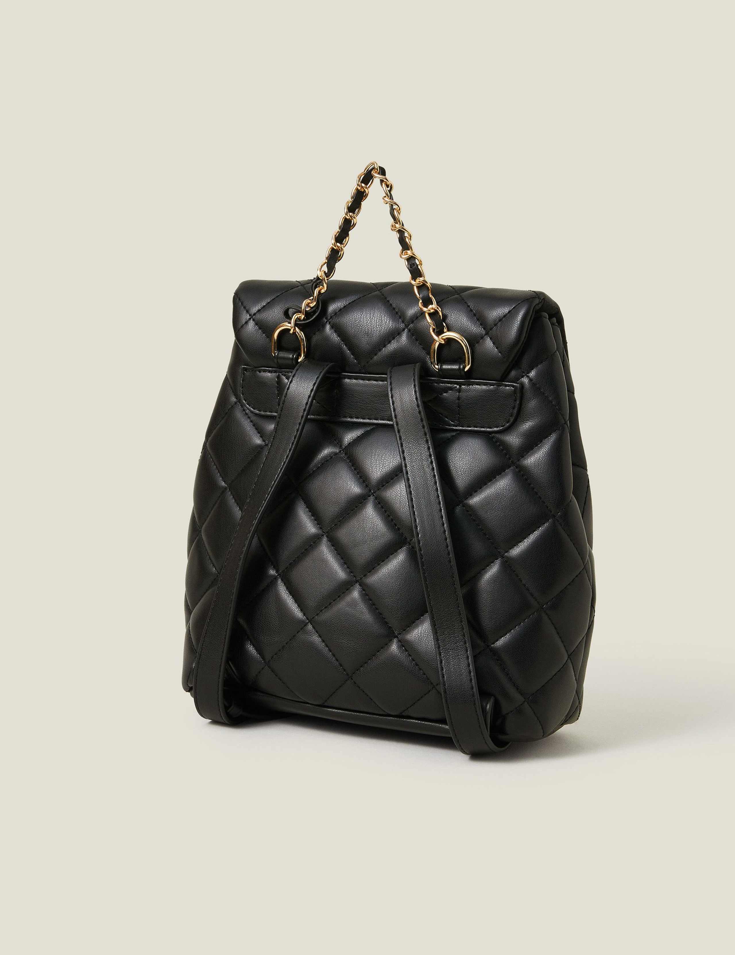 Faux Leather Quilted Backpack 2 of 4