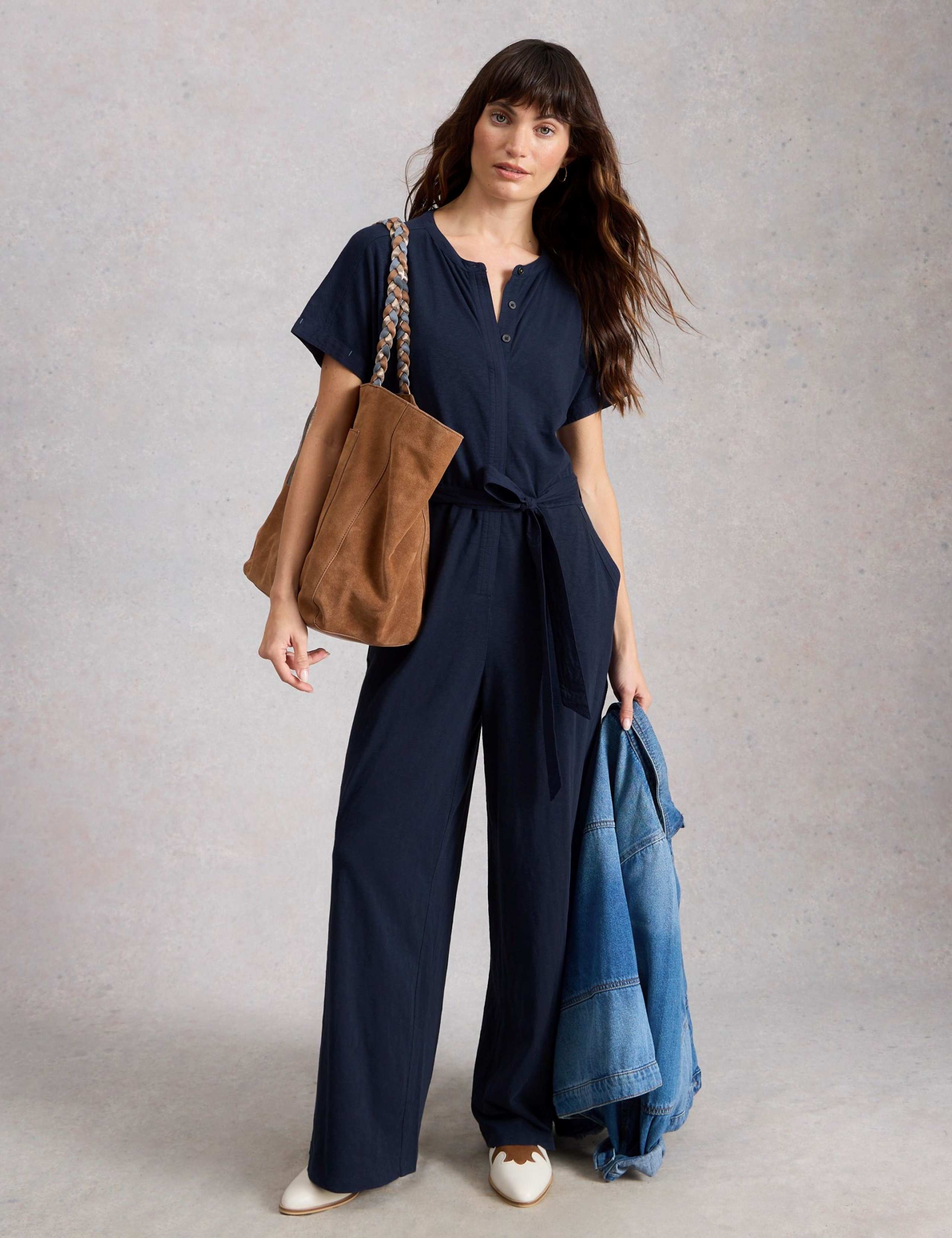 Pure Cotton Jersey Wide Leg Belted Jumpsuit 1 of 6