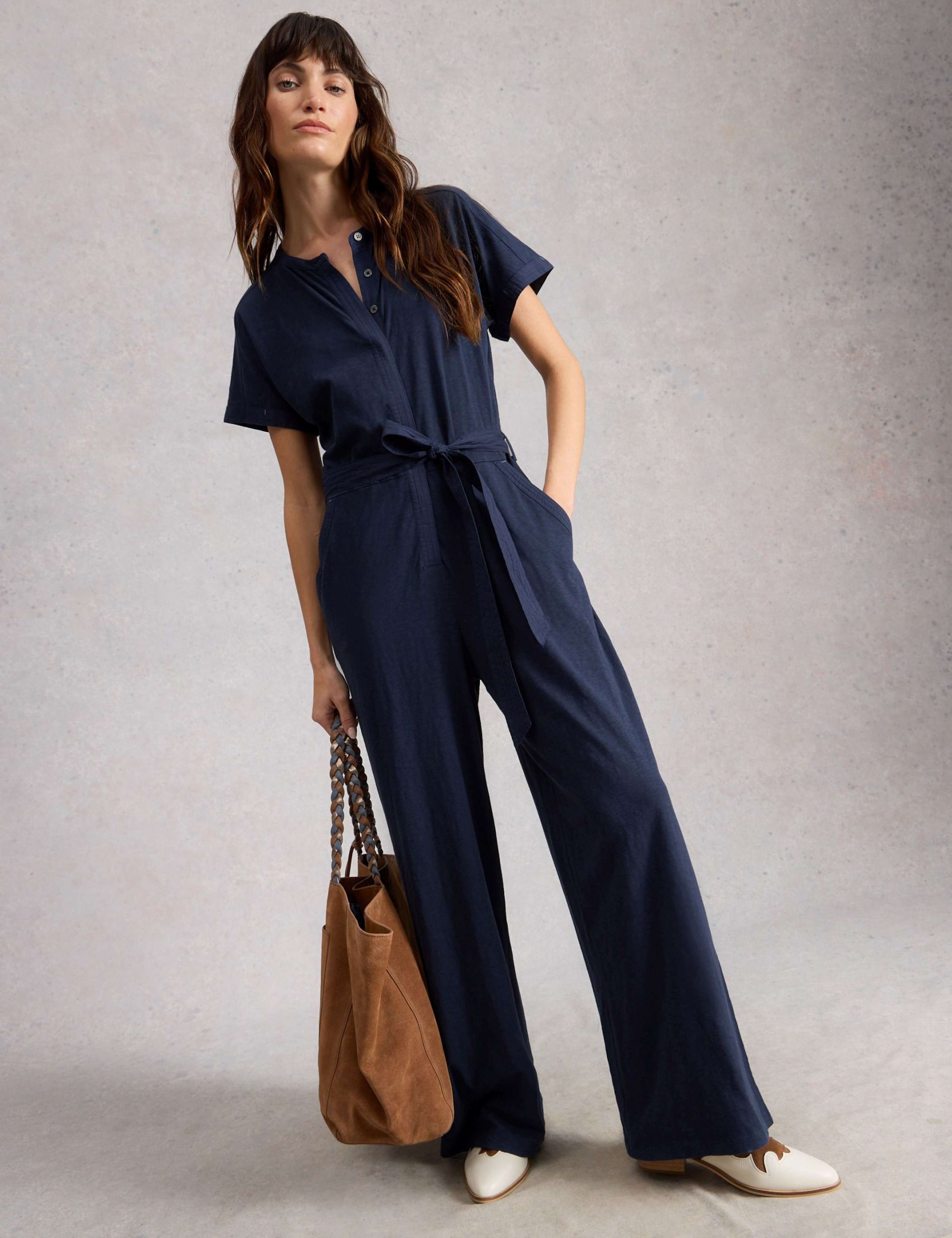 Pure Cotton Jersey Wide Leg Belted Jumpsuit 3 of 6