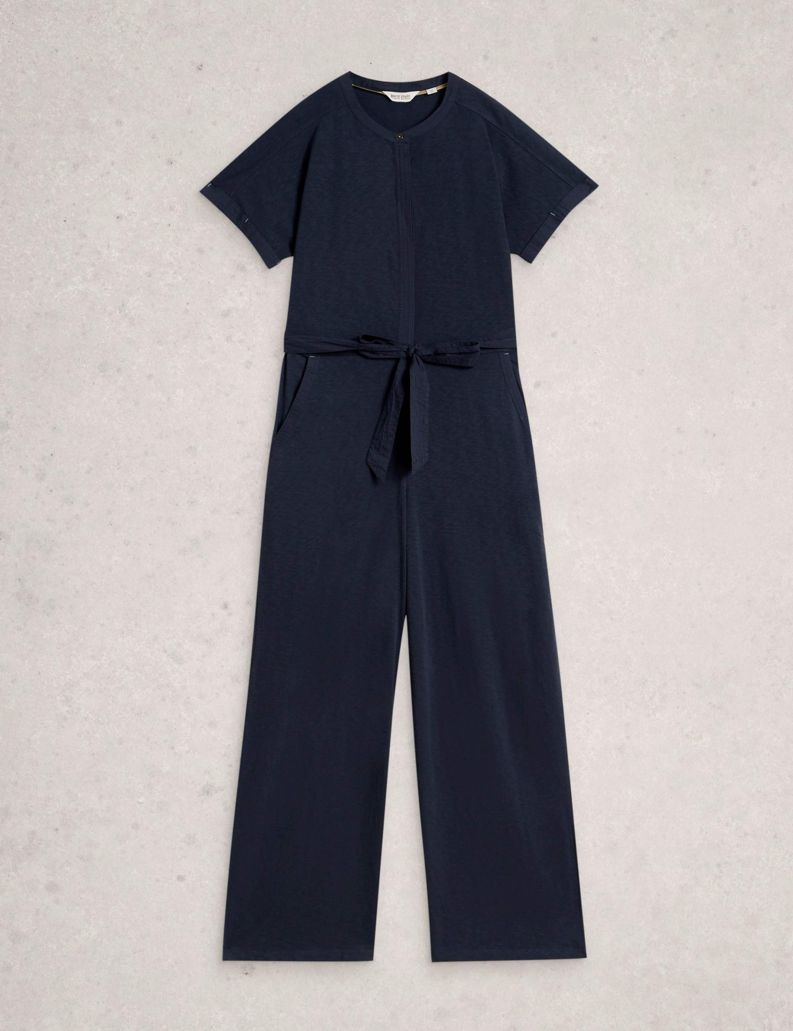Pure Cotton Jersey Wide Leg Belted Jumpsuit 2 of 6
