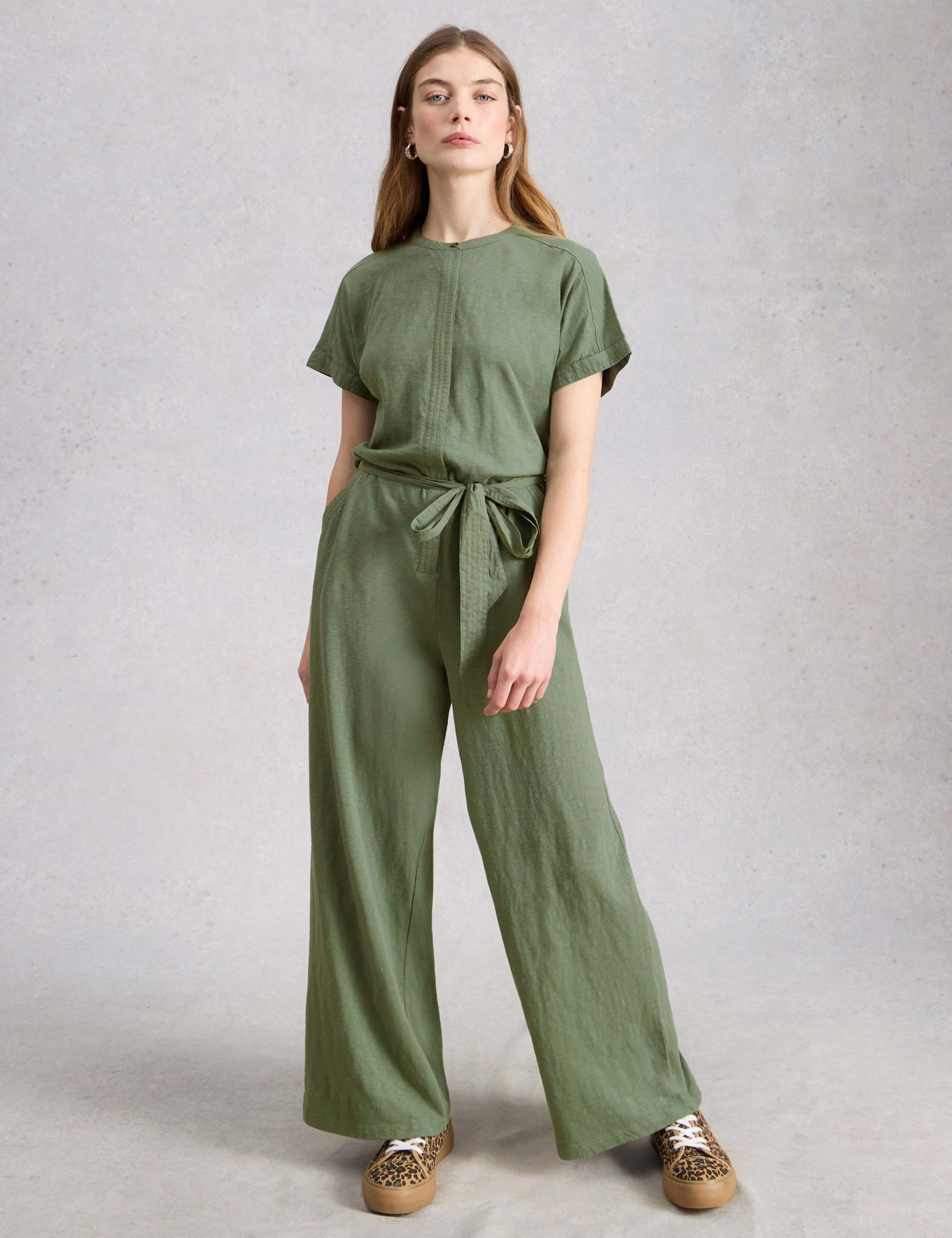 Pure Cotton Jersey Wide Leg Belted Jumpsuit 1 of 6