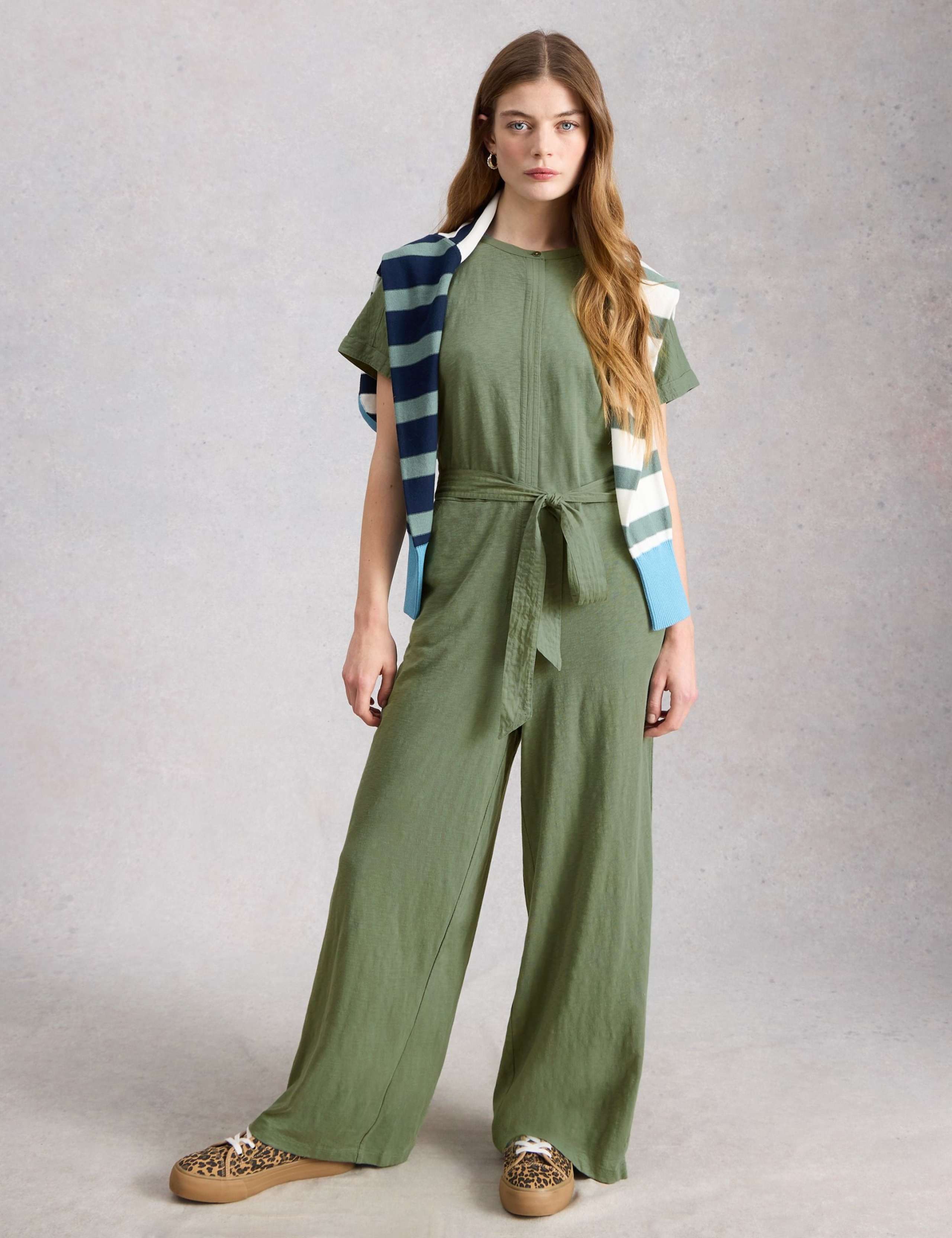 Pure Cotton Jersey Wide Leg Belted Jumpsuit 3 of 6