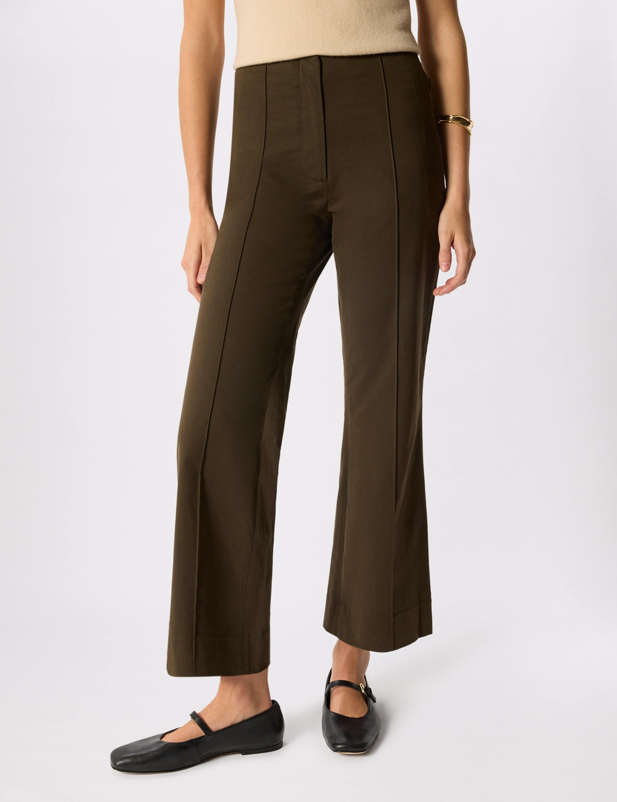 Cotton Rich Pintuck Flared Trousers 4 of 7